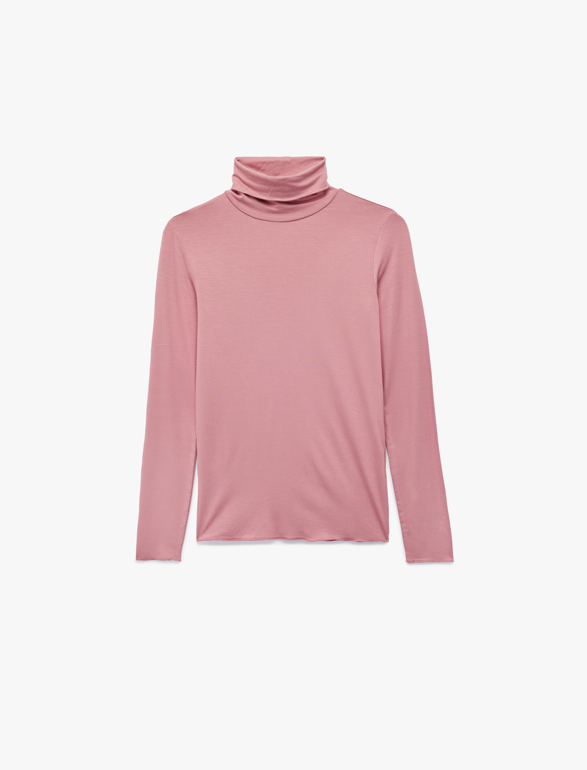   Slim Fit Viskon Kumaş Uzun Kollu Balıkçı Yaka Tişört