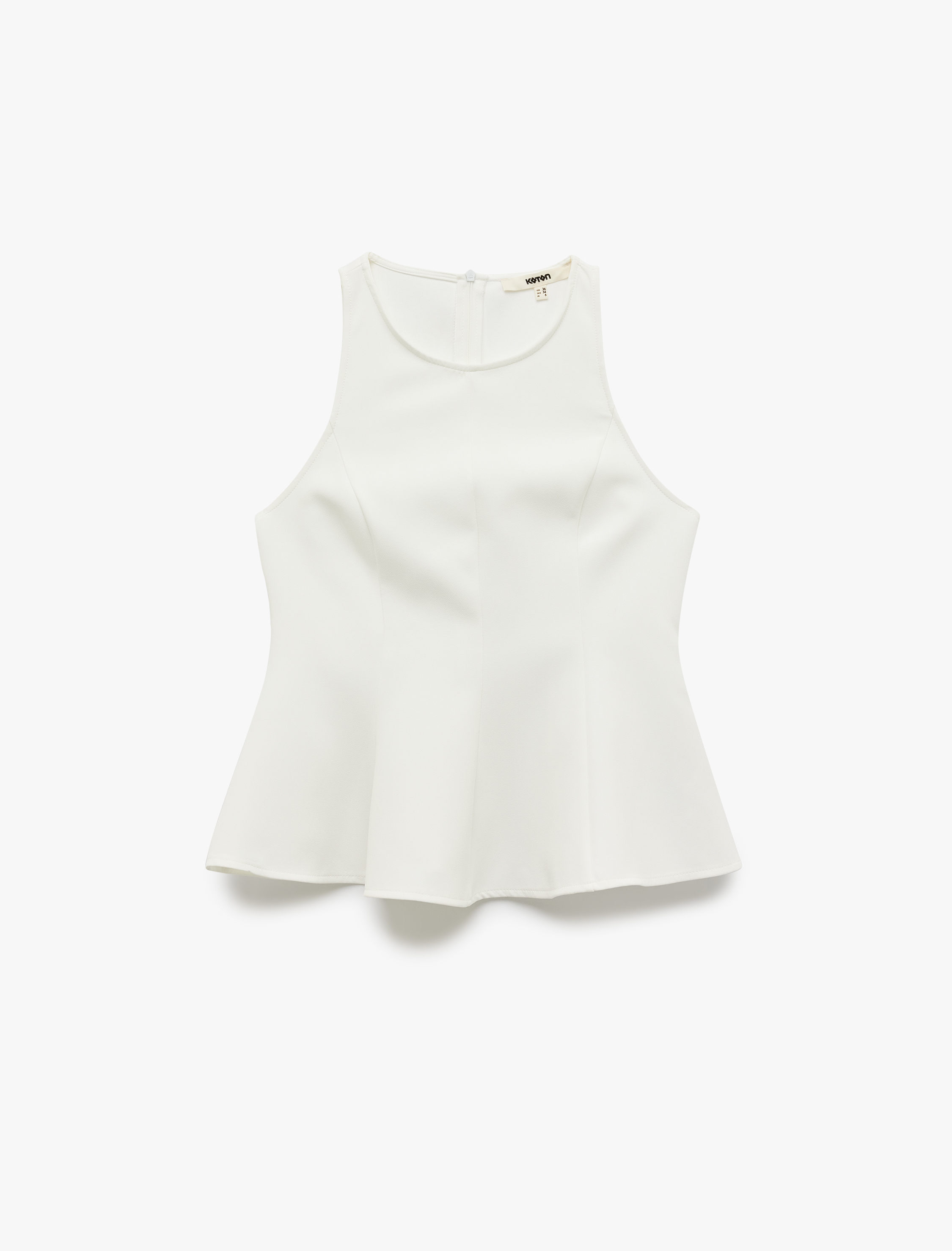   Slim Fit Kolsuz Bisiklet Yaka Peplum Bluz