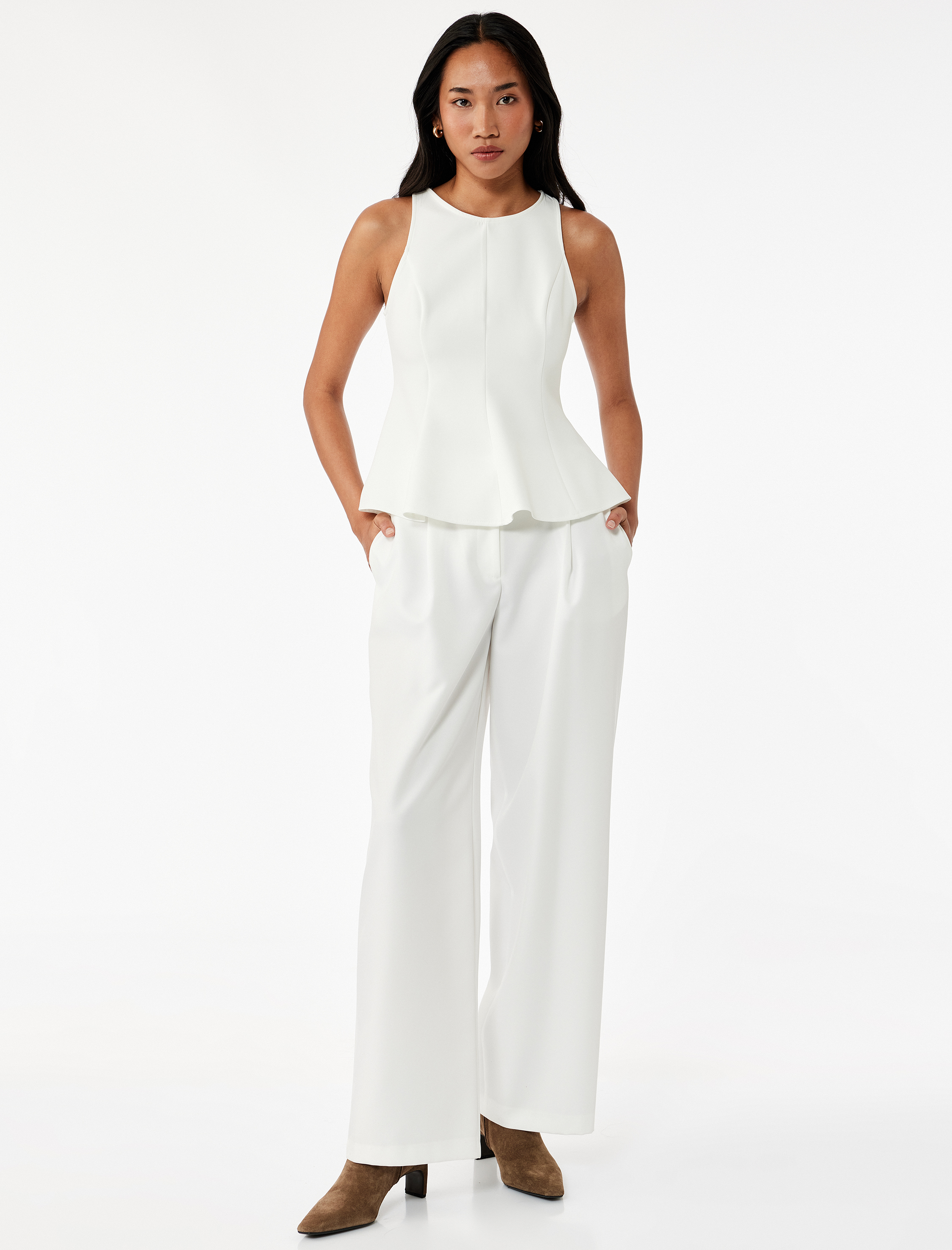   Slim Fit Kolsuz Bisiklet Yaka Peplum Bluz