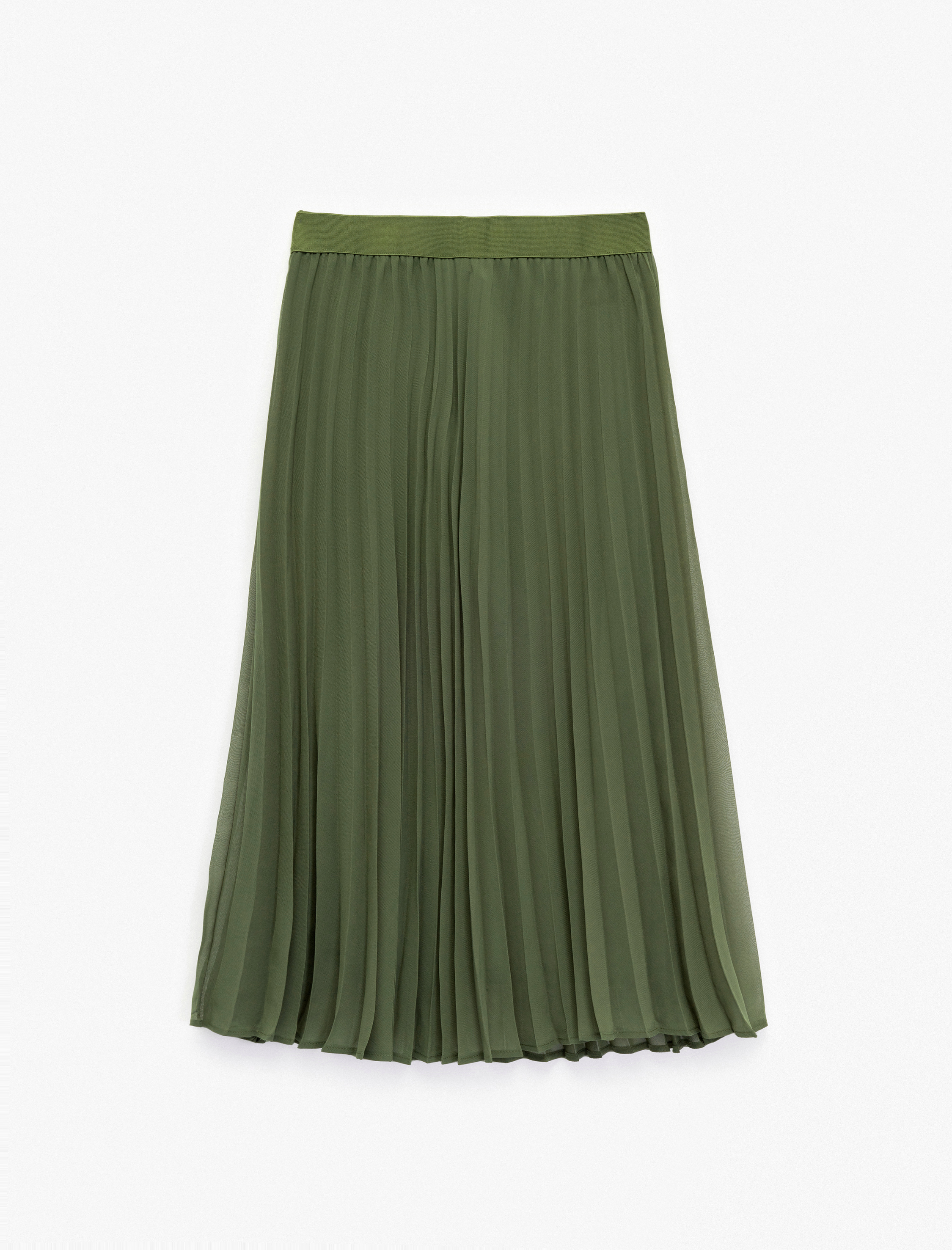   Midi Boy İnce Piliseli Şifon Etek