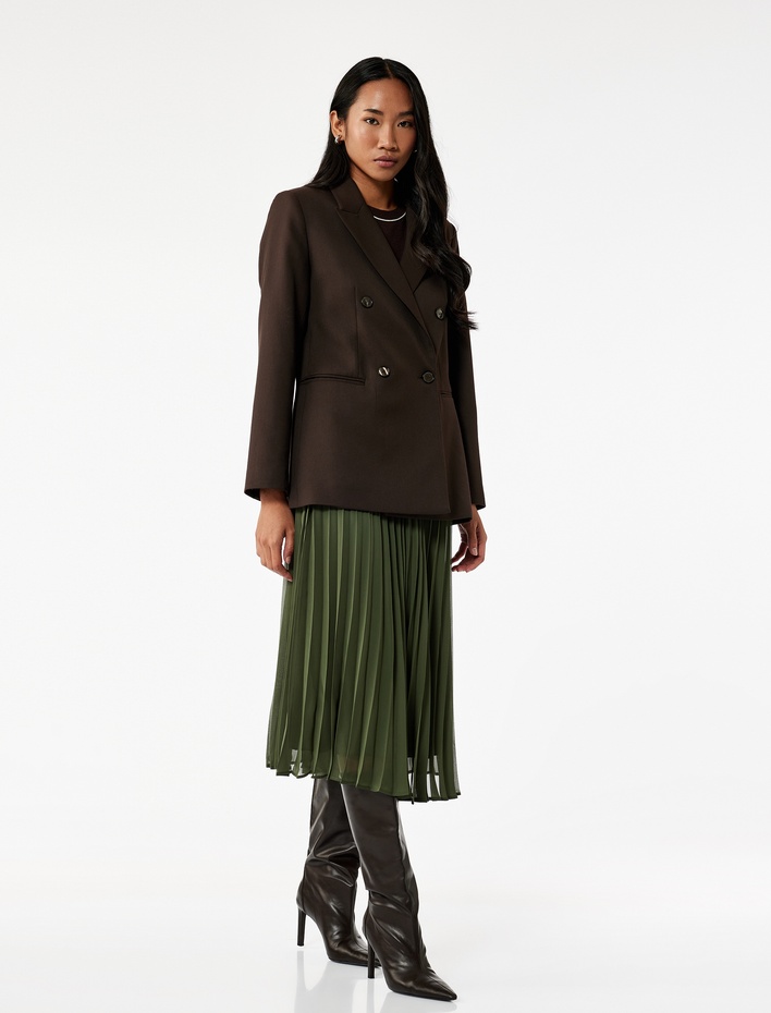  Midi Boy İnce Piliseli Şifon Etek