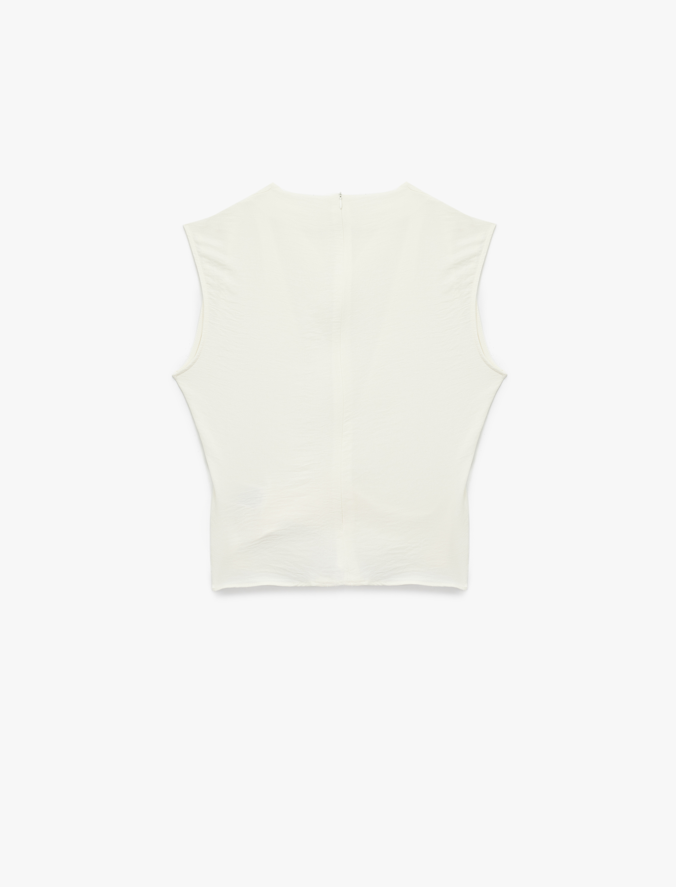   Aerobin Kumaş Kolsuz Degaje Yaka Kemer Detaylı Bluz