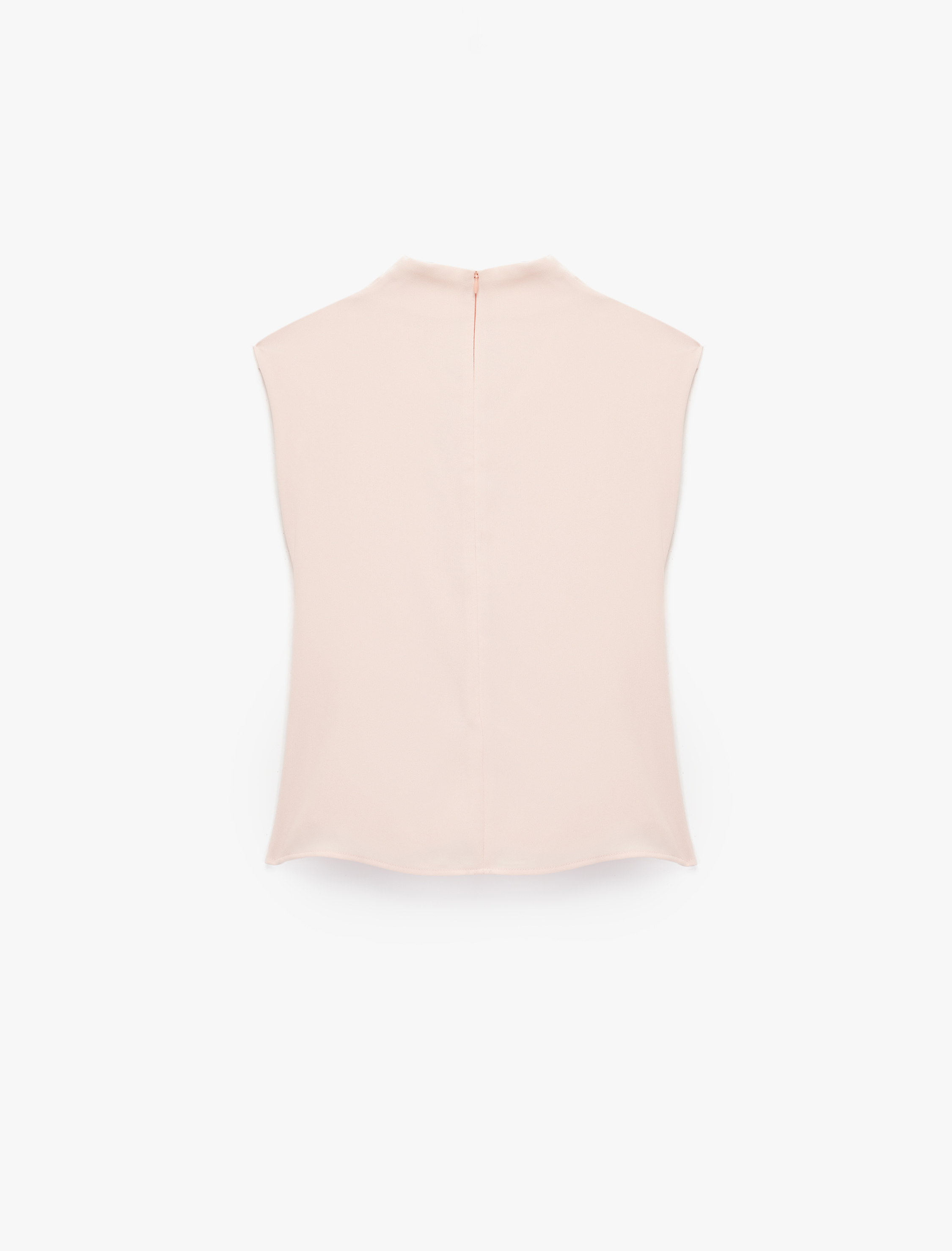   Krep Kumaş Kap Kollu Dik Yaka Düğüm Detaylı Bluz