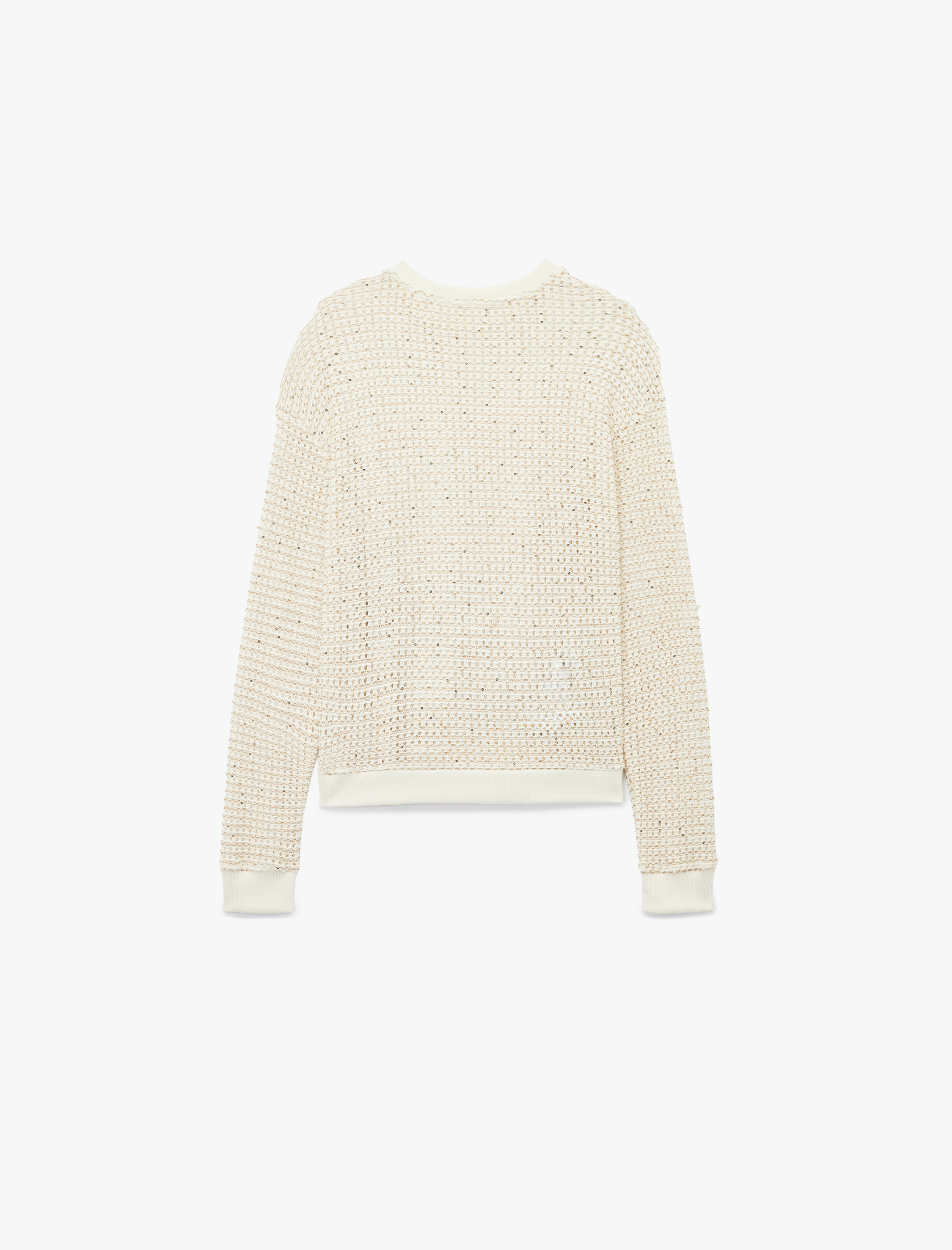   Uzun Kollu Bisiklet Yaka Parıltılı Boncuklu Ajurlu Kazak