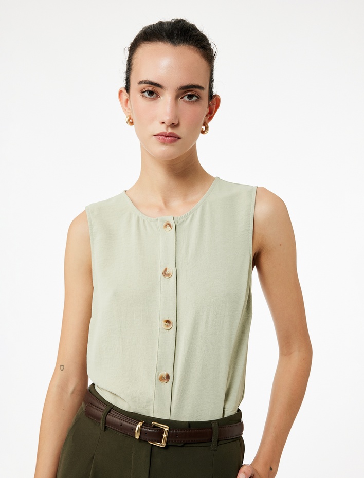  Kolsuz Düğmeli Bisiklet Yaka Yelek