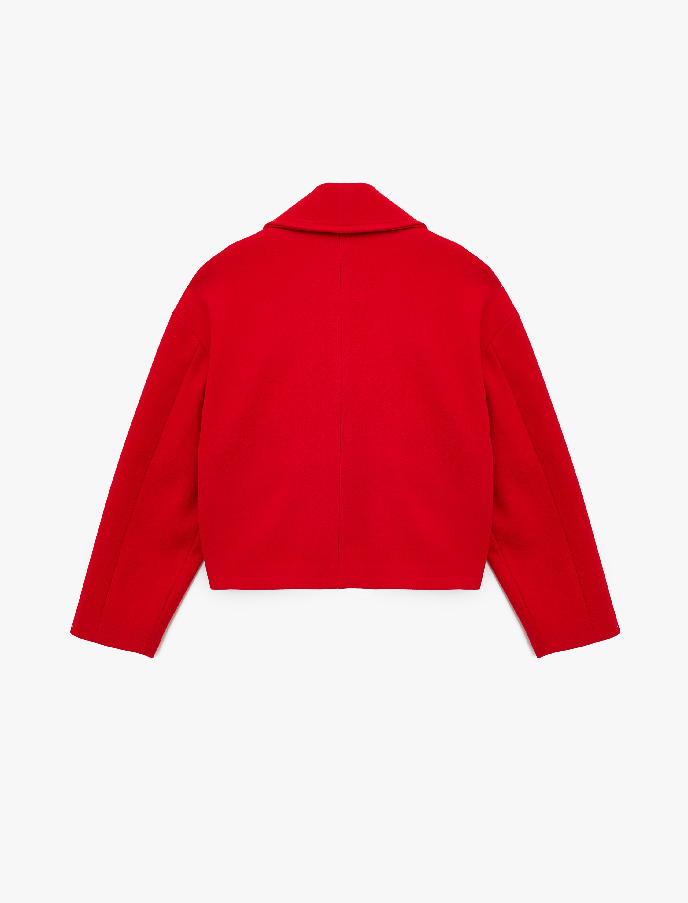   Kısa Kaban Kaşe Düğmeli Cepli Uzun Kollu Kruvaze