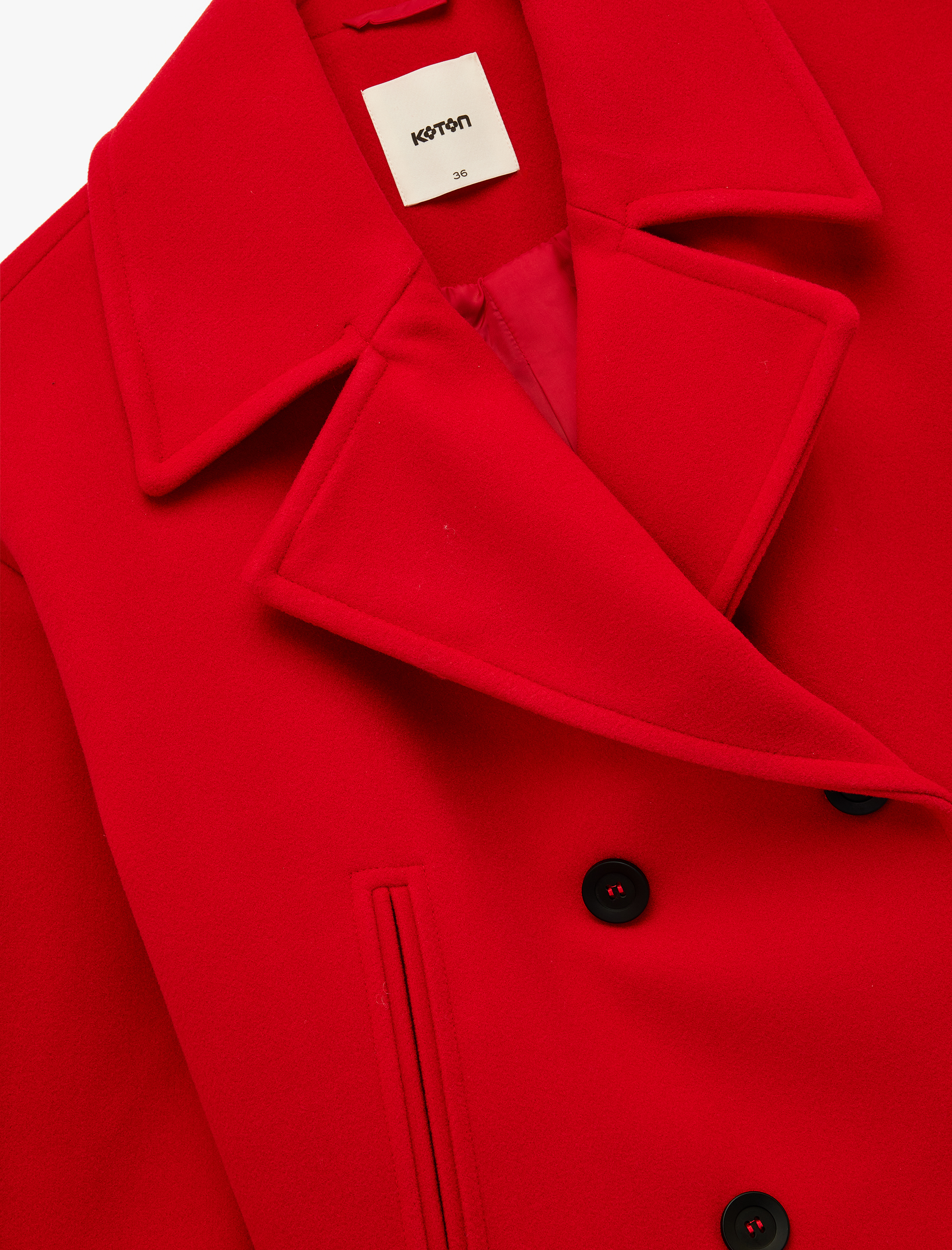   Kısa Kaban Kaşe Düğmeli Cepli Uzun Kollu Kruvaze