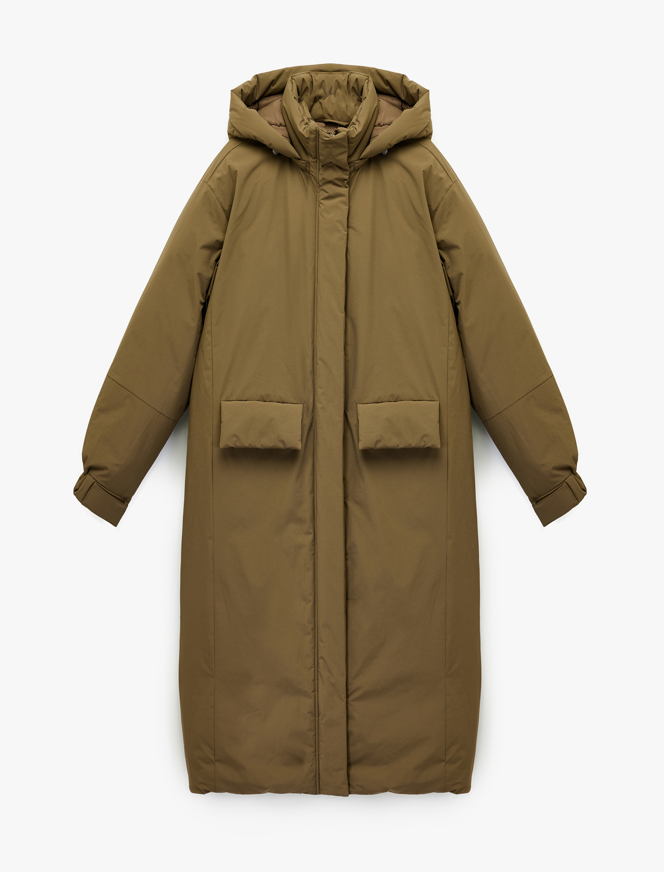   Çıkarılabilir Kapüşonlu Uzun Kollu Fermuarlı Anorak Su İtici Oversize Uzun Mont