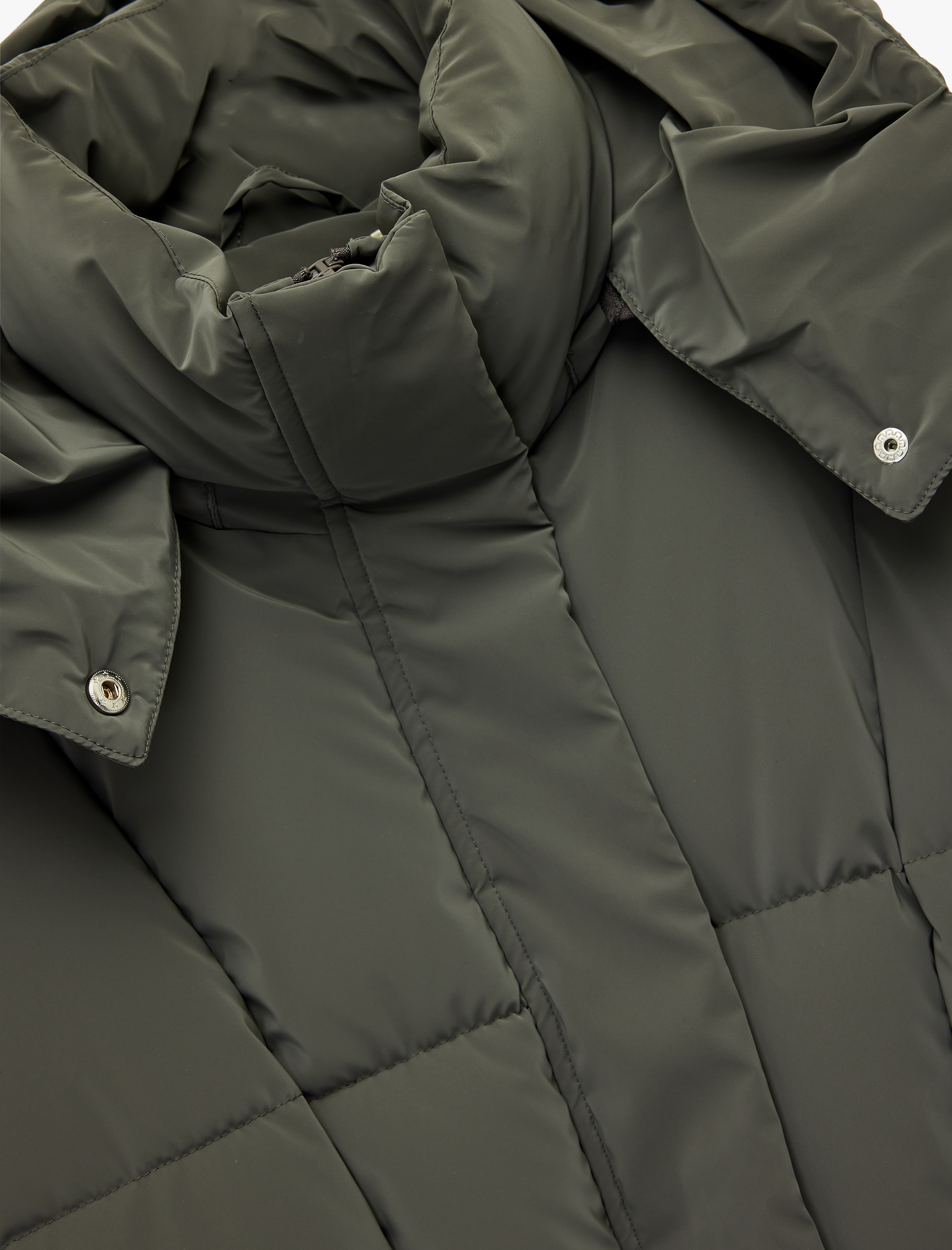   Çıkarılabilir Kapüşonlu Uzun Kollu Fermuarlı Su İtici Oversize Anorak Uzun Şişme Mont