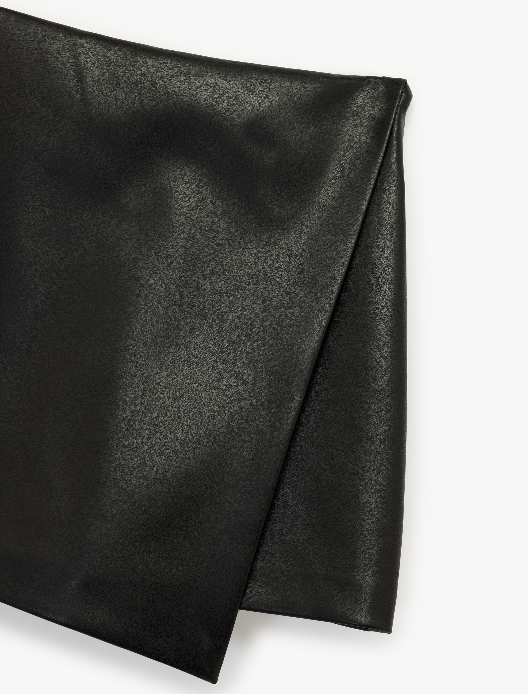   Standart Bel Kruvaze Suni Deri Şort Etek