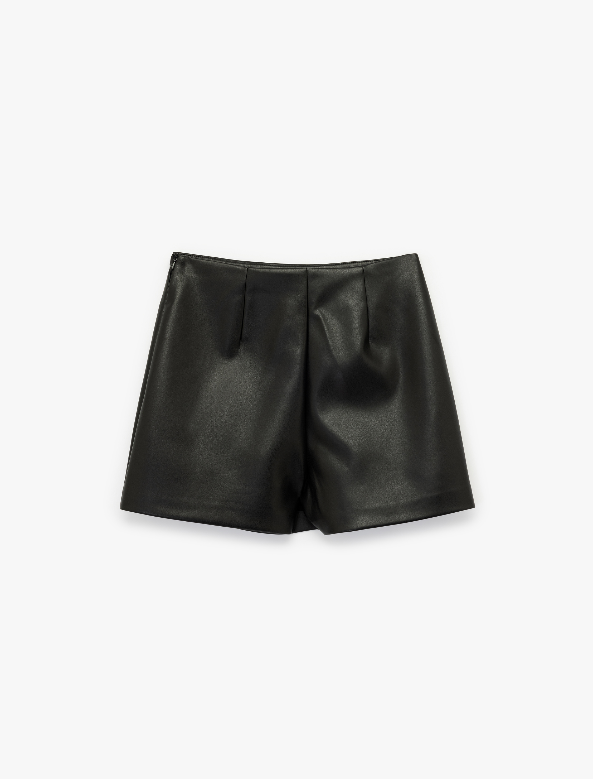   Standart Bel Kruvaze Suni Deri Şort Etek