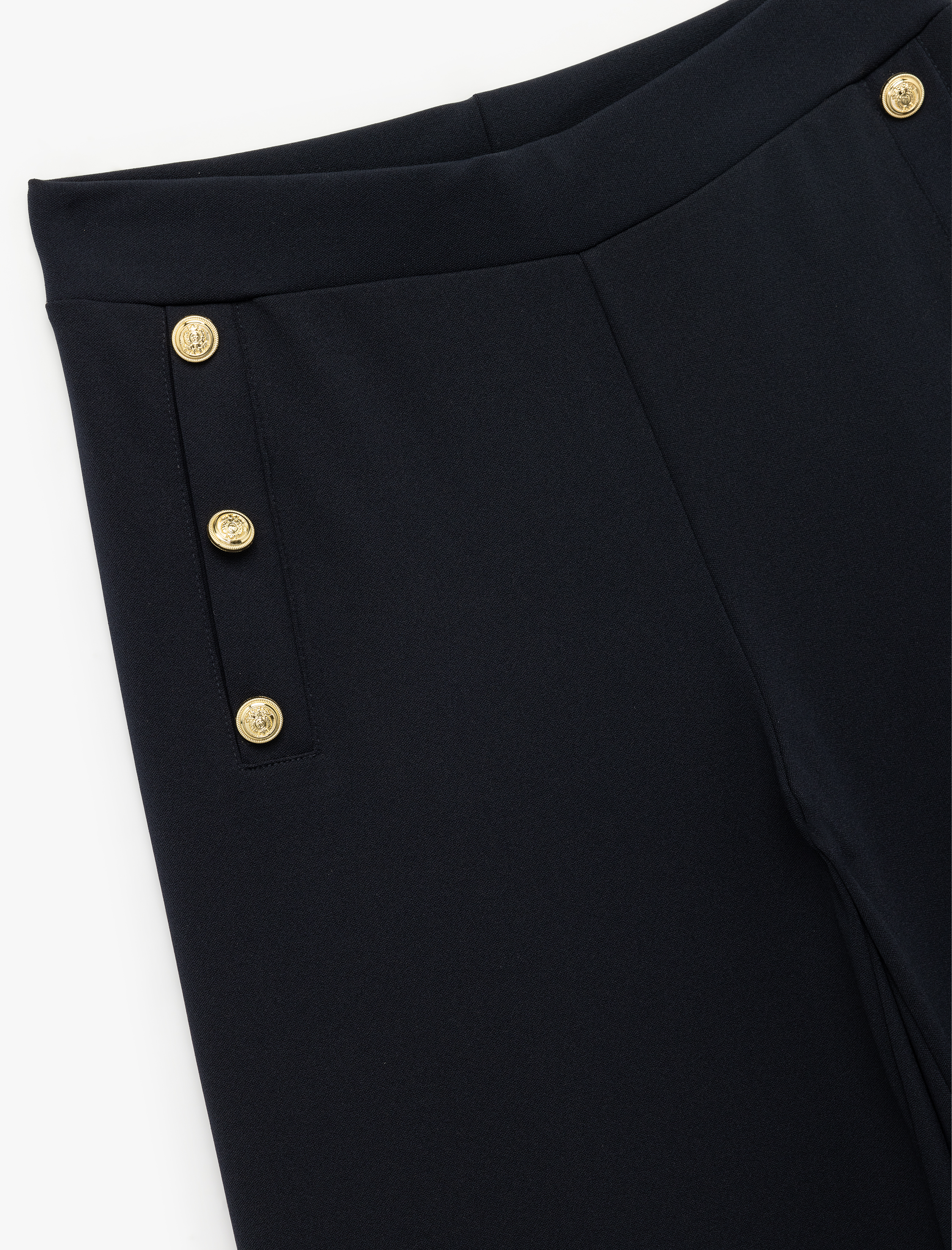   Düğme Detaylı Uzun Geniş Paça Kumaş Pantolon