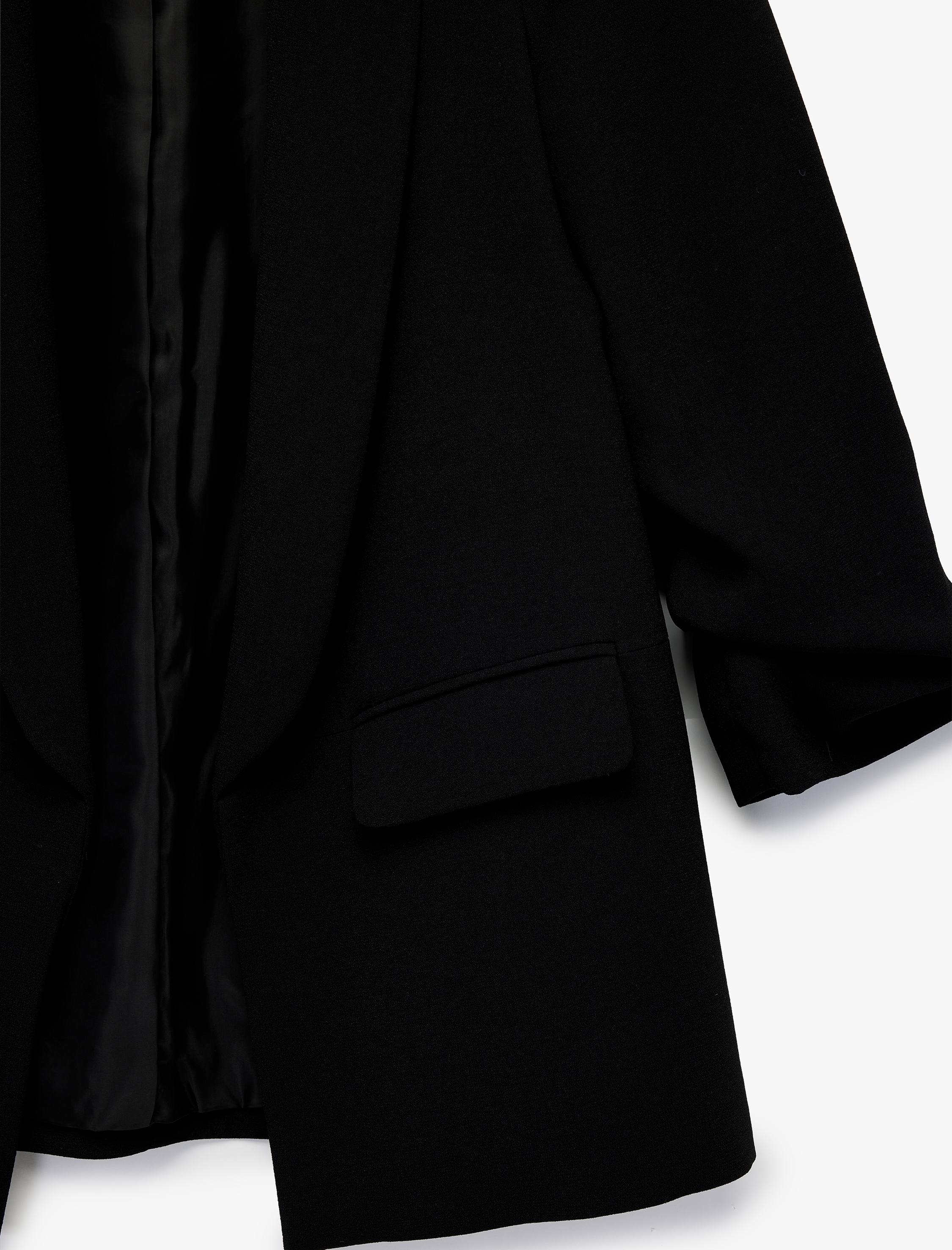   Krep Kumaş Regular Fit Şal Yaka 3/4 Kollu Blazer Ceket