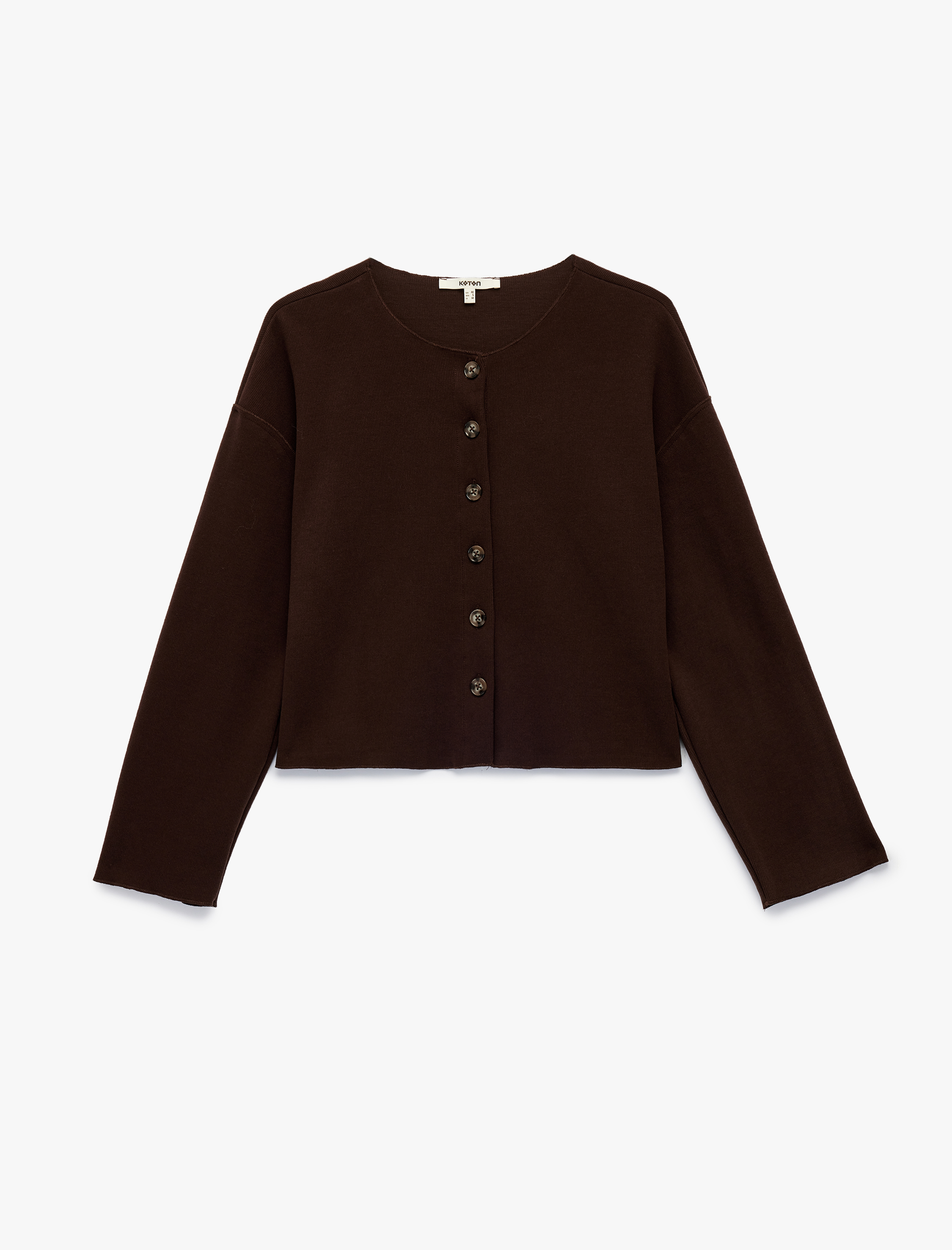   Uzun Kollu Bisiklet Yaka Düğmeli Triko Hırka