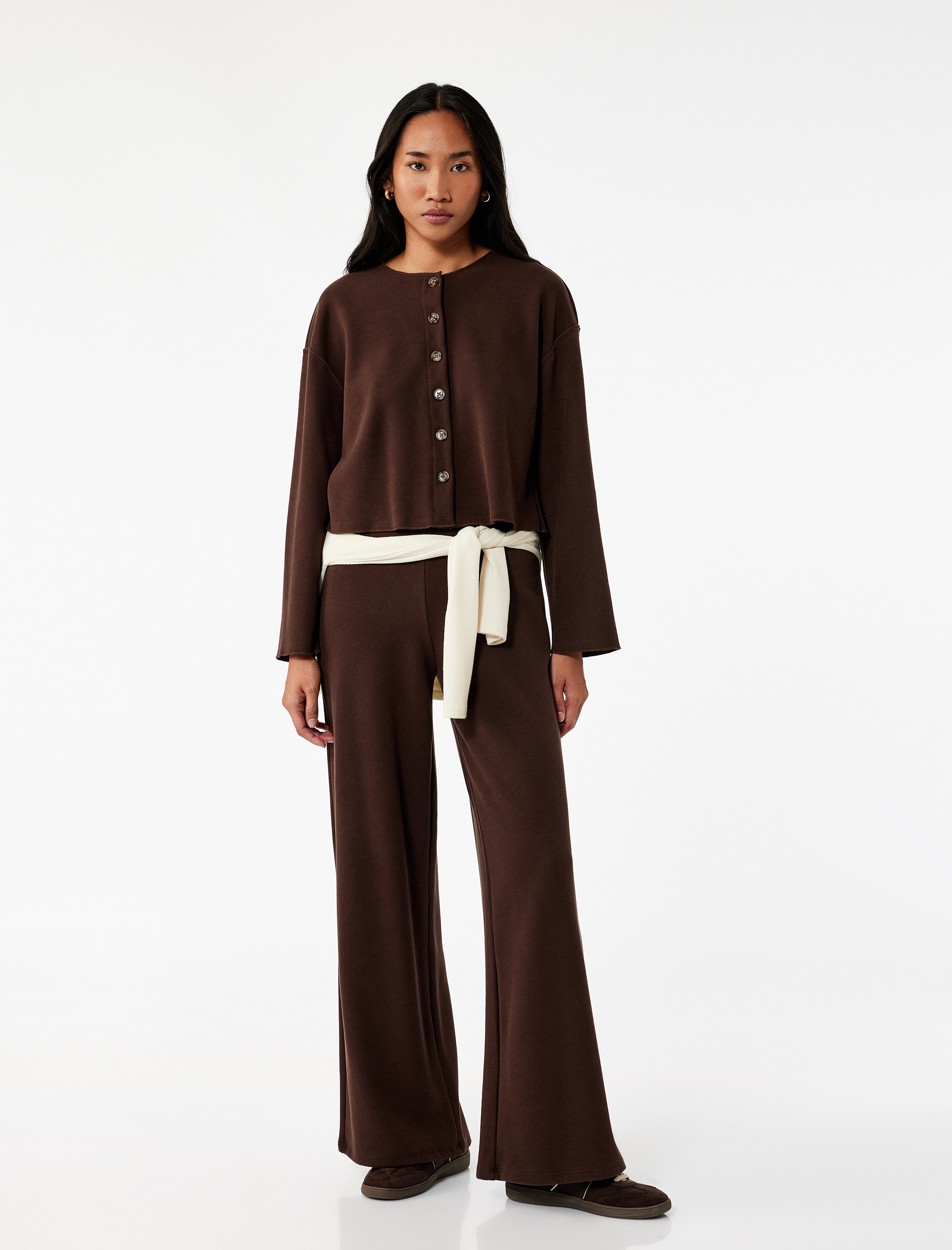   Modal Kumaş Düz Geniş Paça Kumaş Pantolon