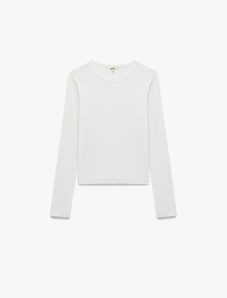   Pamuklu Slim Fit Uzun Kollu Bisiklet Yaka Basic Tişört