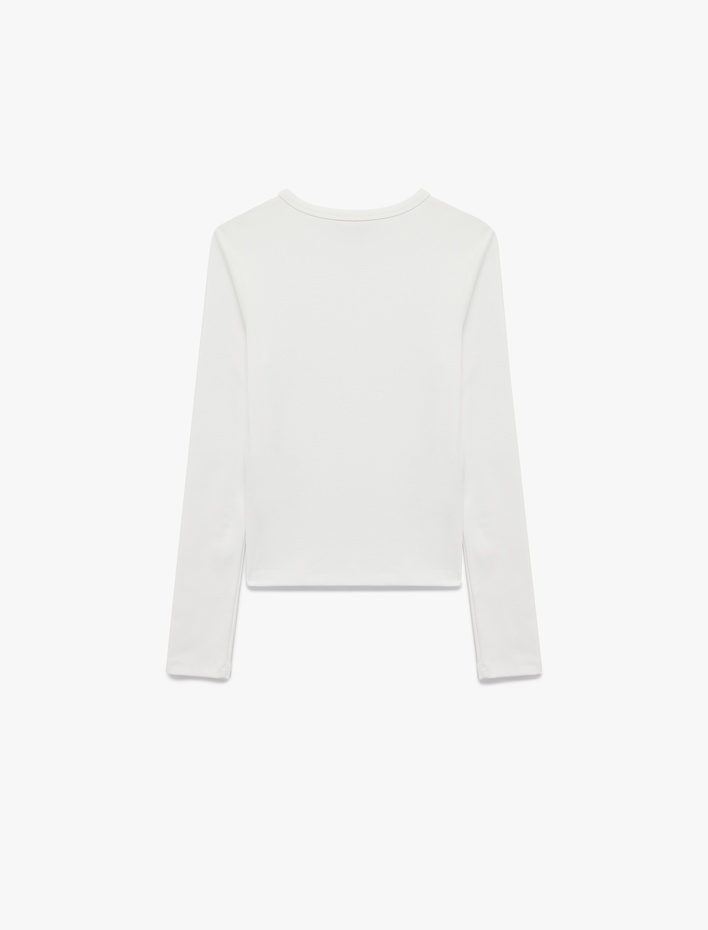  Pamuklu Slim Fit Uzun Kollu Bisiklet Yaka Basic Tişört