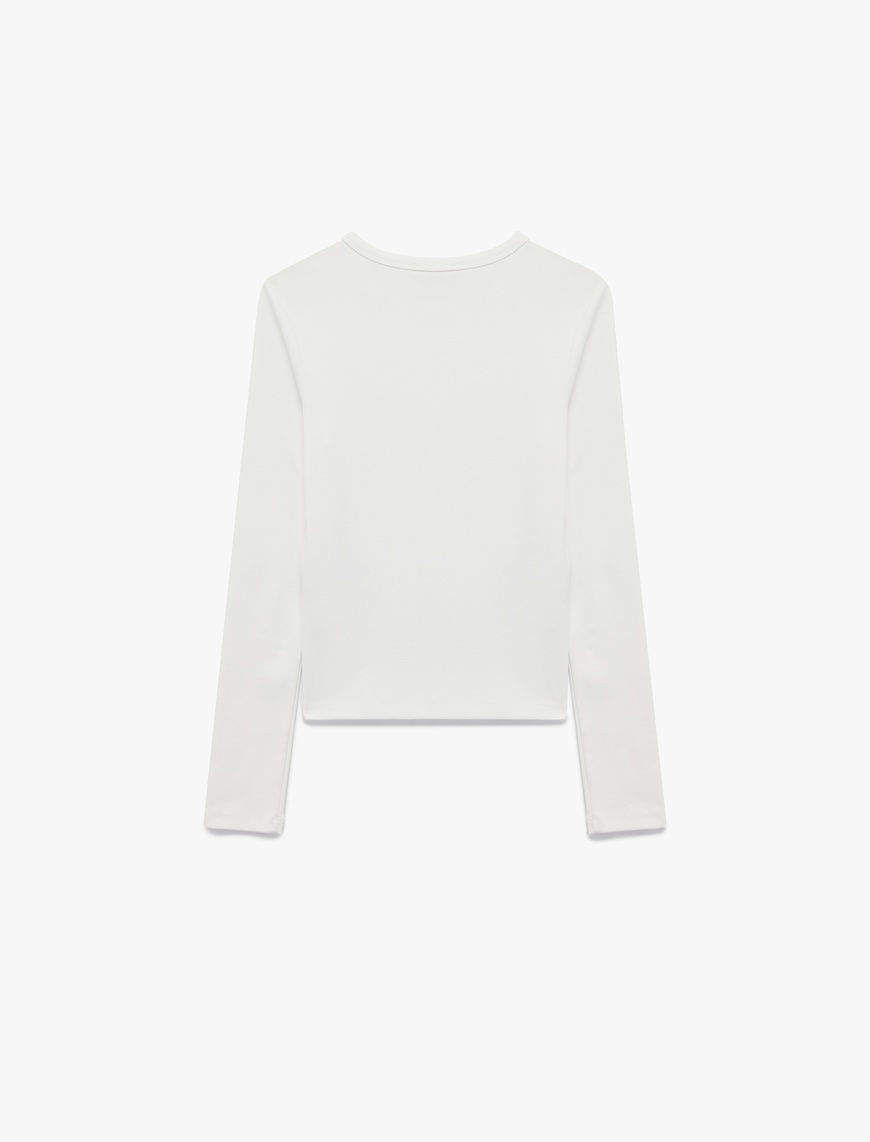   Pamuklu Slim Fit Uzun Kollu Bisiklet Yaka Basic Tişört