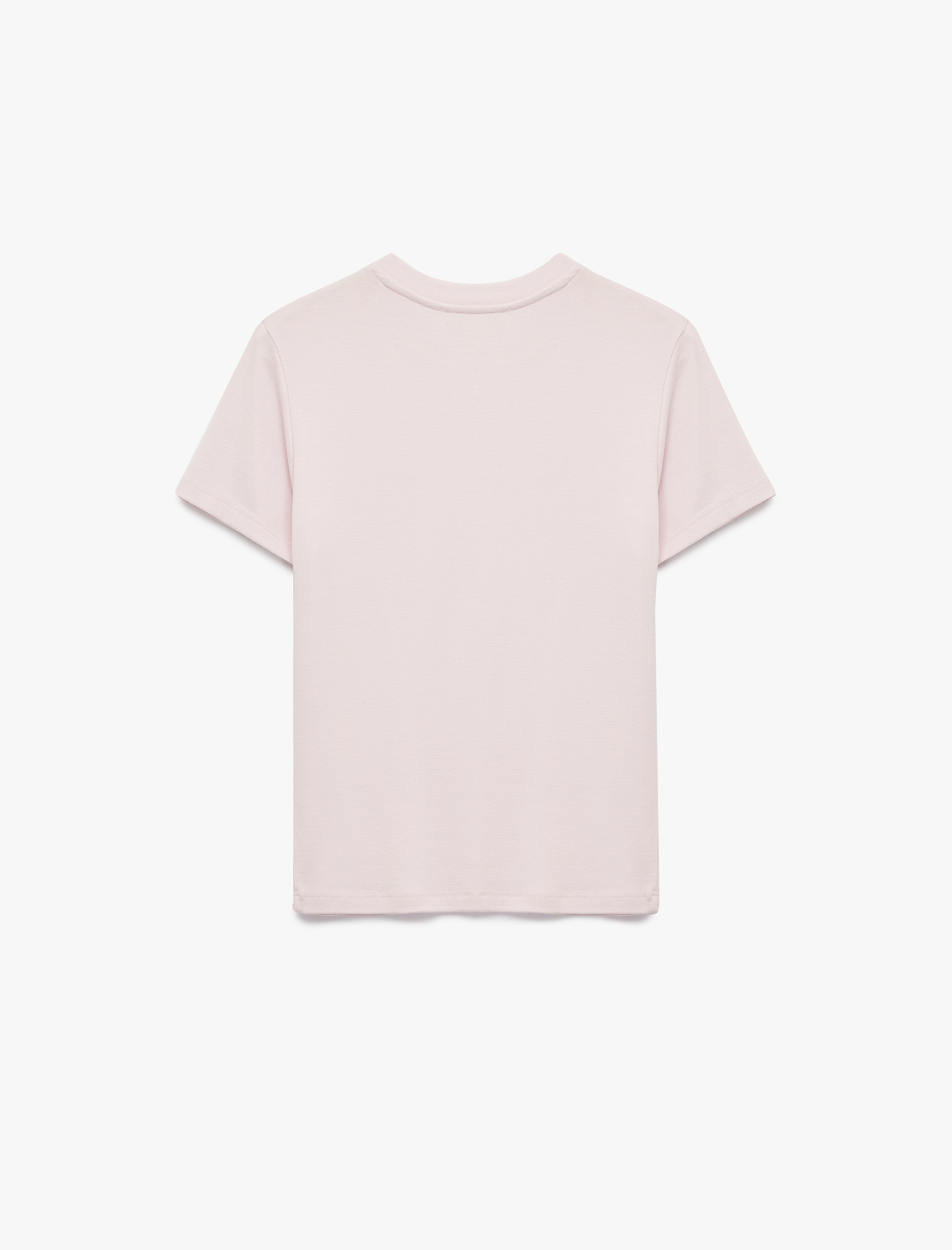   Slim Fit Fiyonk Nakış Detaylı Kısa Kollu Bisiklet Yaka Tişört