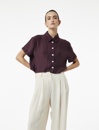 Regular Fit Kısa Kollu Klasik Yaka Crop Gömlek