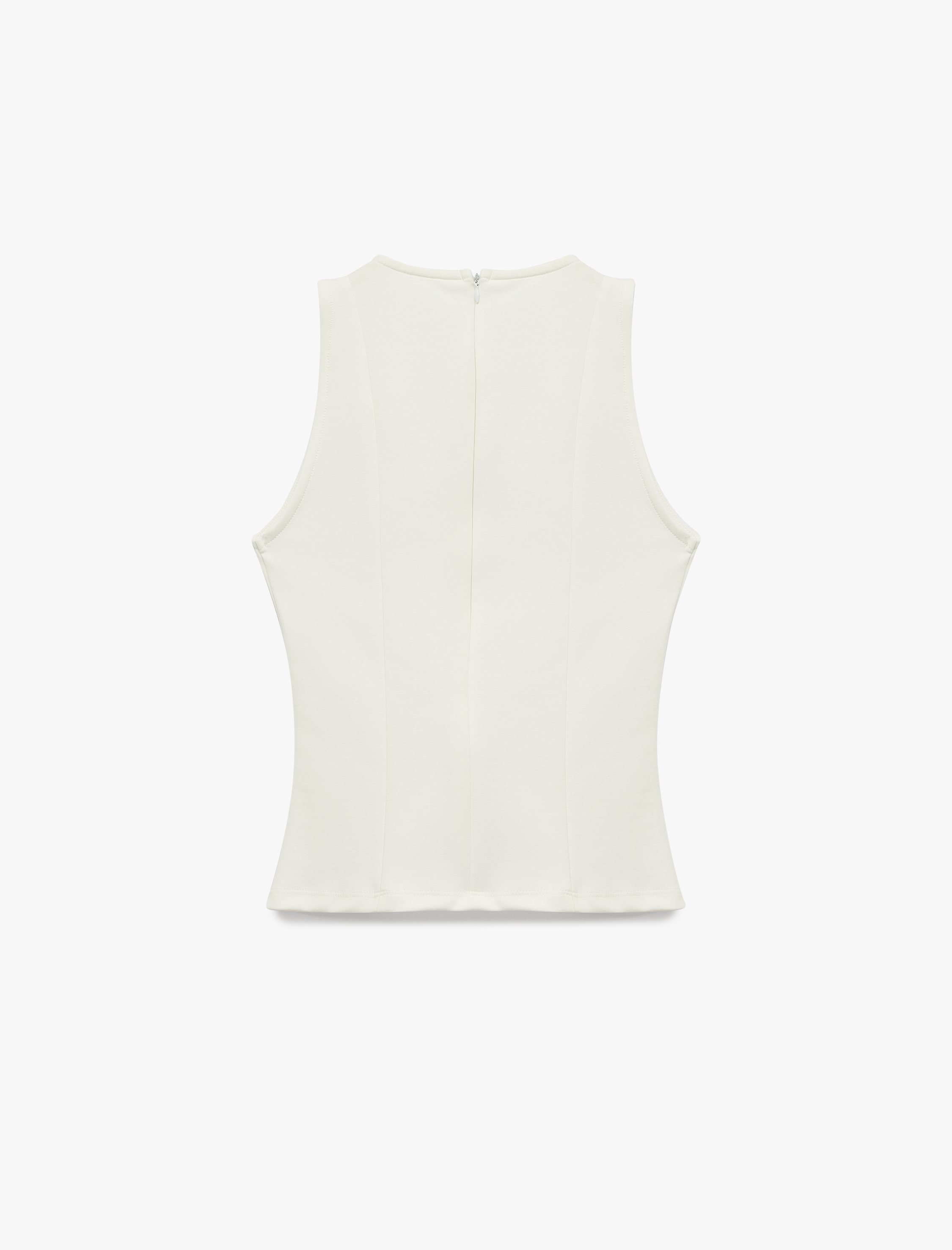   Slim Fit Bisiklet Yaka Kolsuz Peplum Bluz