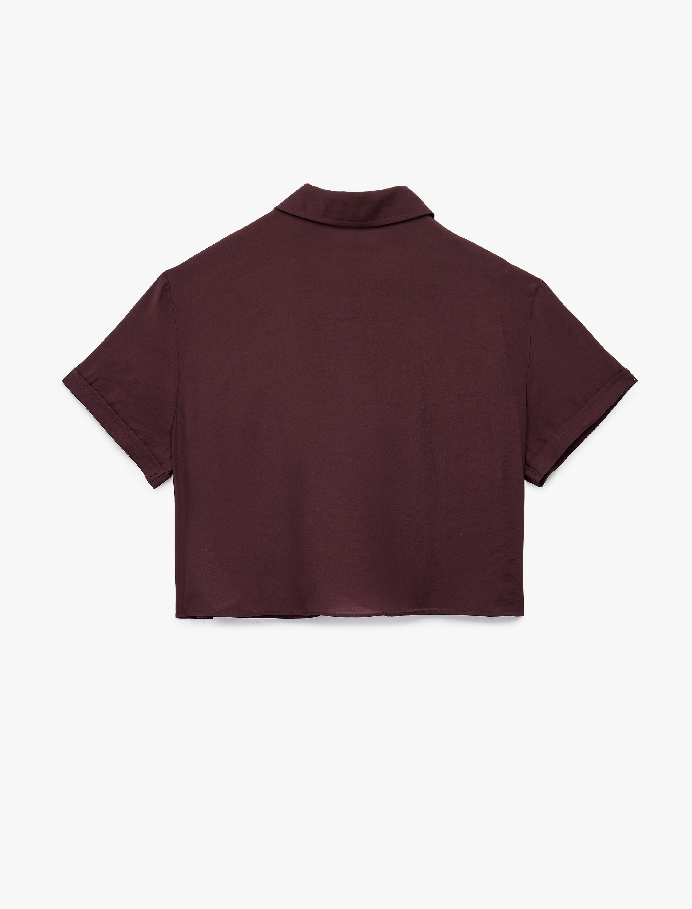   Regular Fit Kısa Kollu Klasik Yaka Crop Gömlek