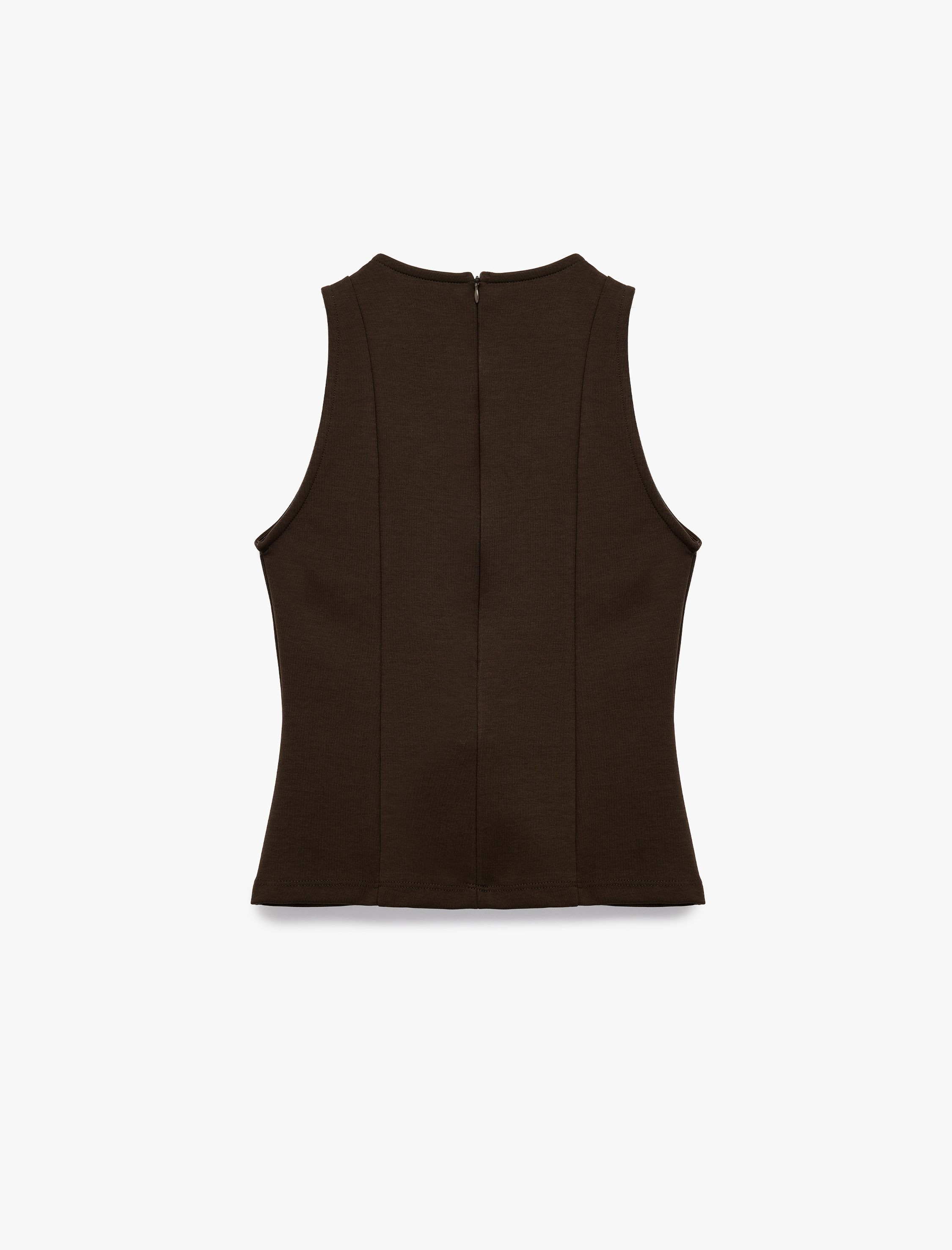   Slim Fit Bisiklet Yaka Kolsuz Peplum Bluz