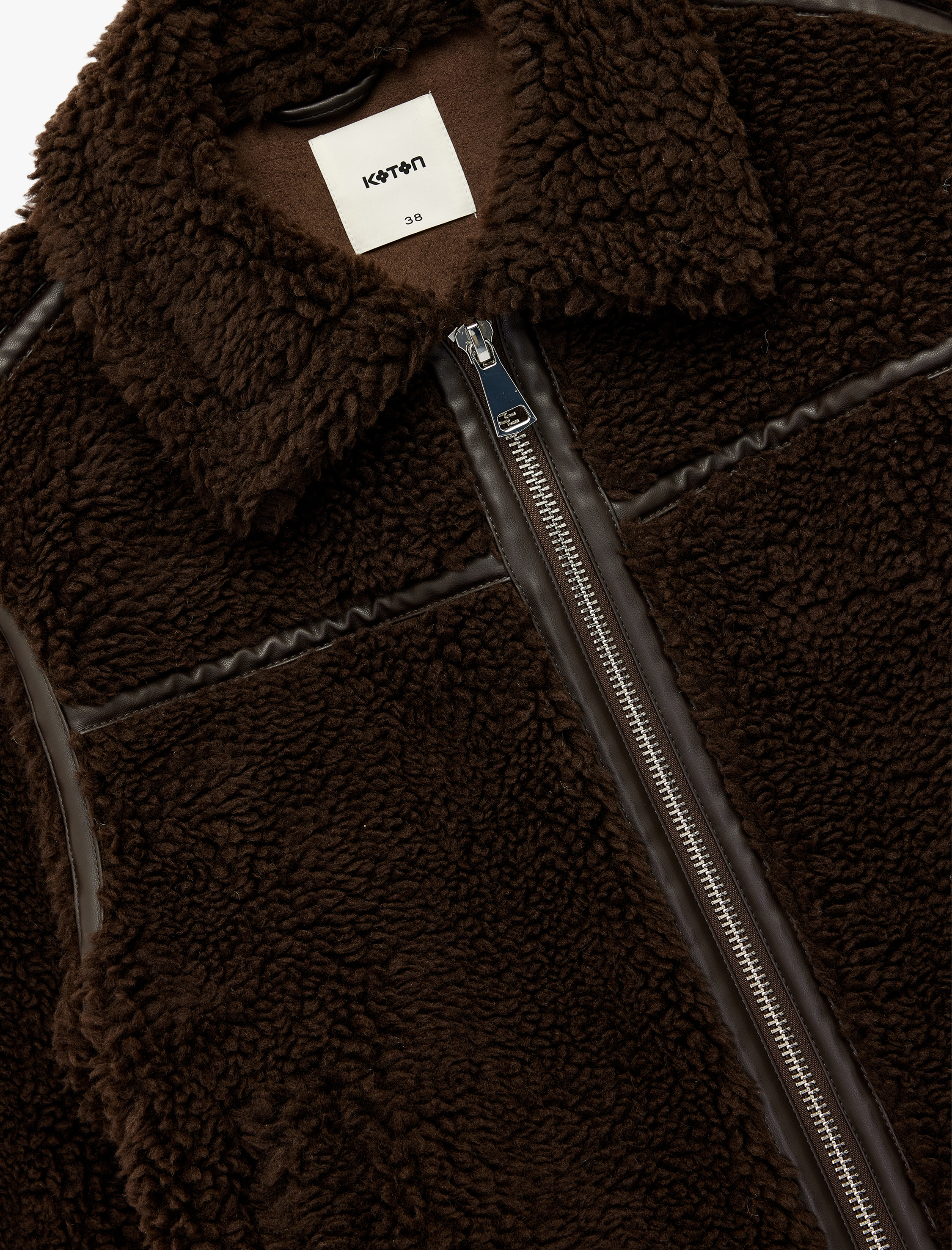   Suni Süet Astarlı Uzun Kollu Cepli Fermuarlı Kısa Peluş Kaban