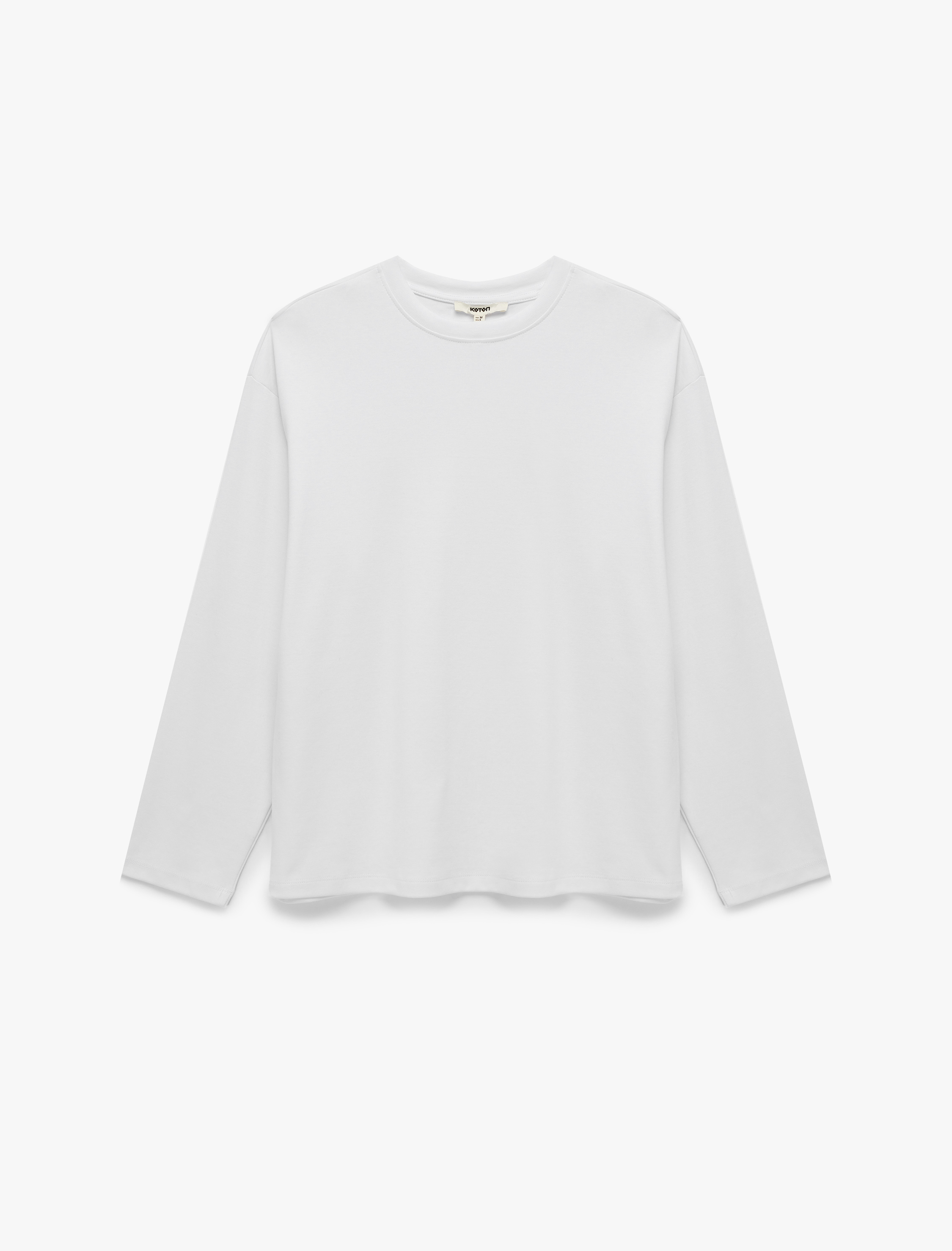   Regular Fit Uzun Kollu Bisiklet Yaka Pamuklu Tişört