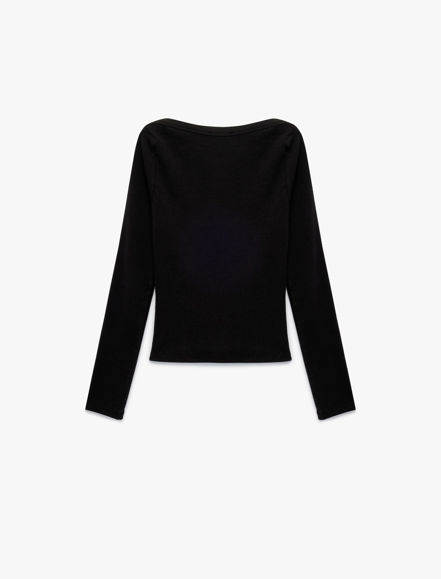   Pamuklu Uzun Kollu Bisiklet Yaka Slim Fit Basic Tişört