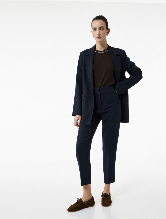  Regular Fit Yüksek Bel Cigarette Kumaş Pantolon