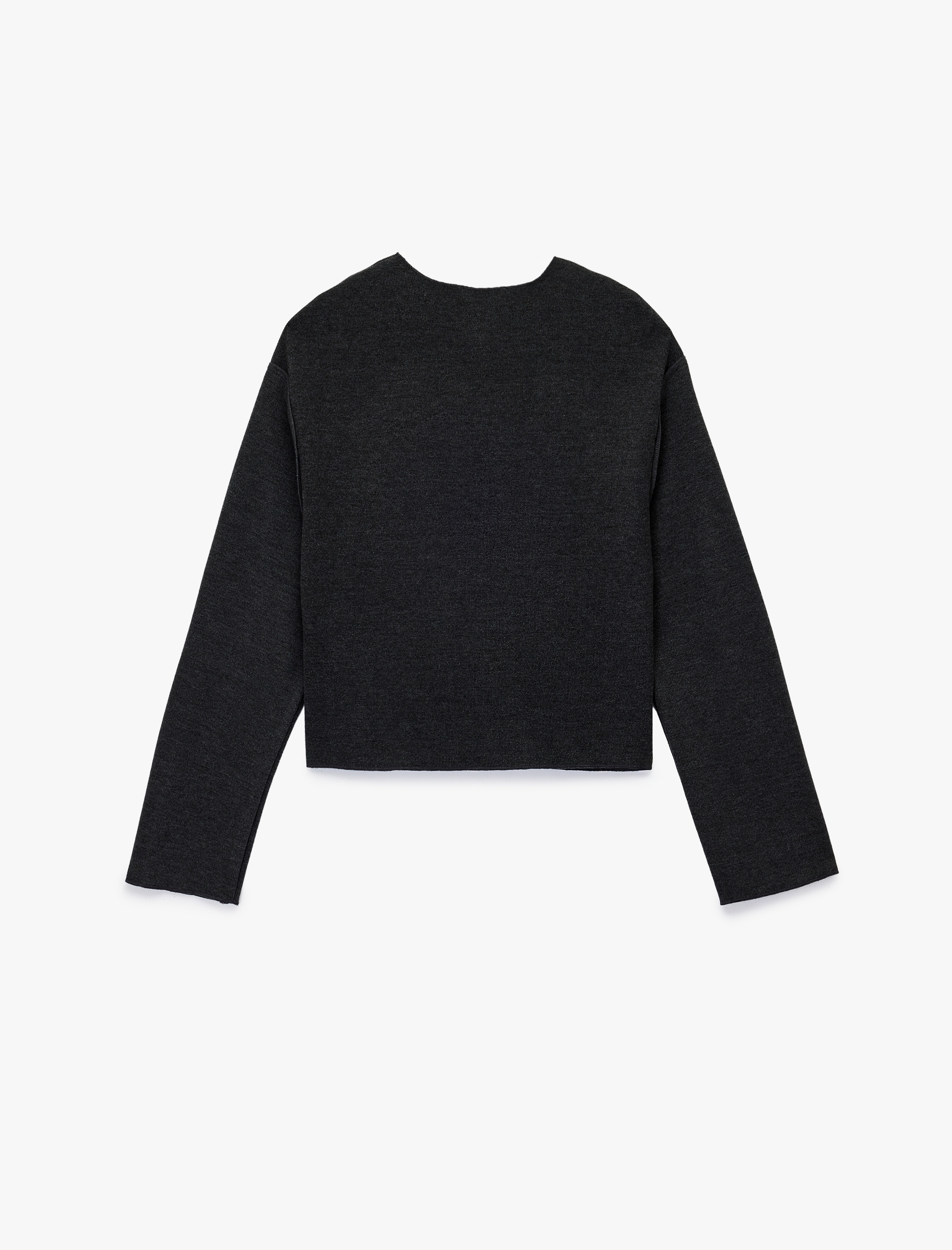   Uzun Kollu Bisiklet Yaka Düğmeli Triko Hırka