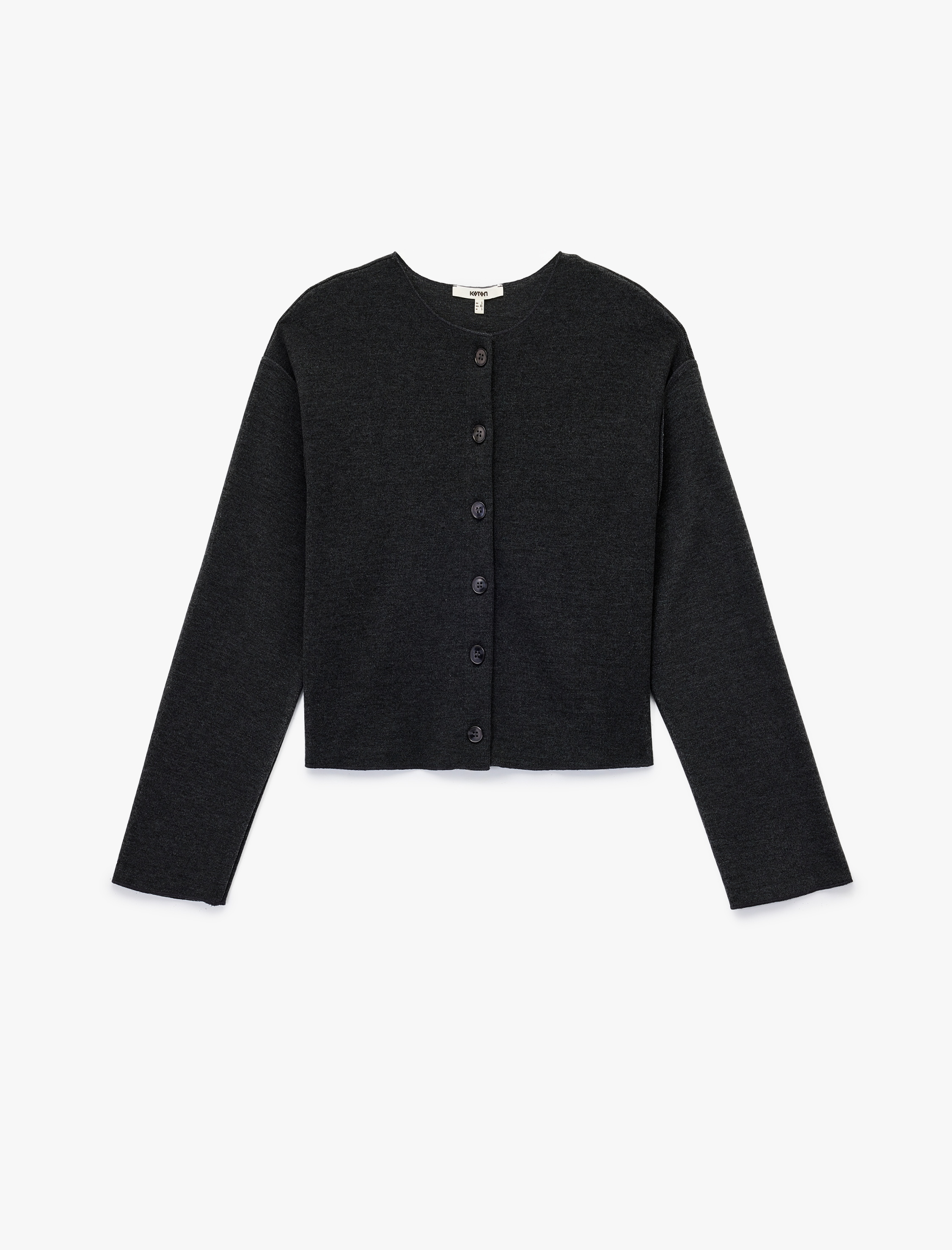   Uzun Kollu Bisiklet Yaka Düğmeli Triko Hırka