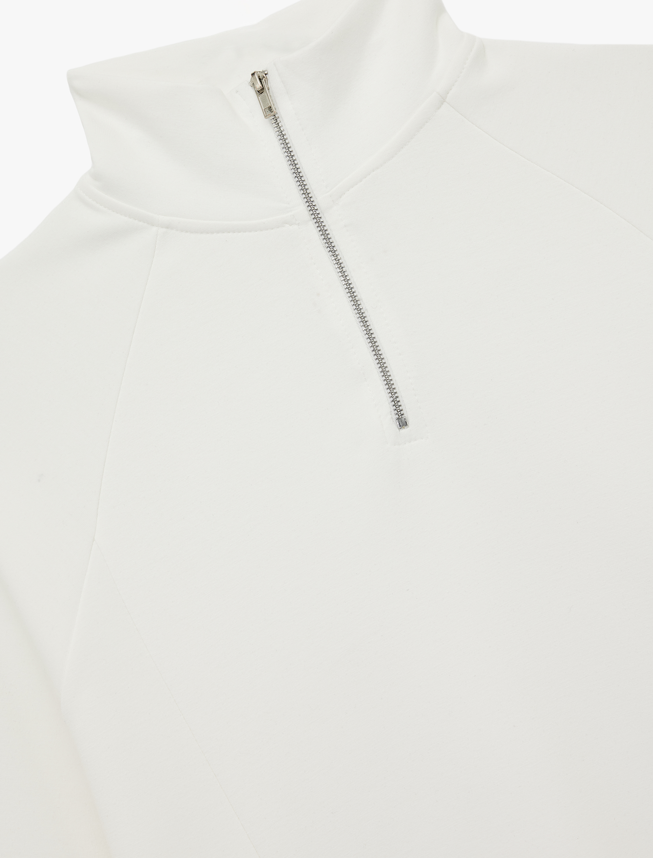   Rahat Kalıp Modal Kumaş Uzun Kollu Dik Yaka Yarım Fermuarlı Sweatshirt