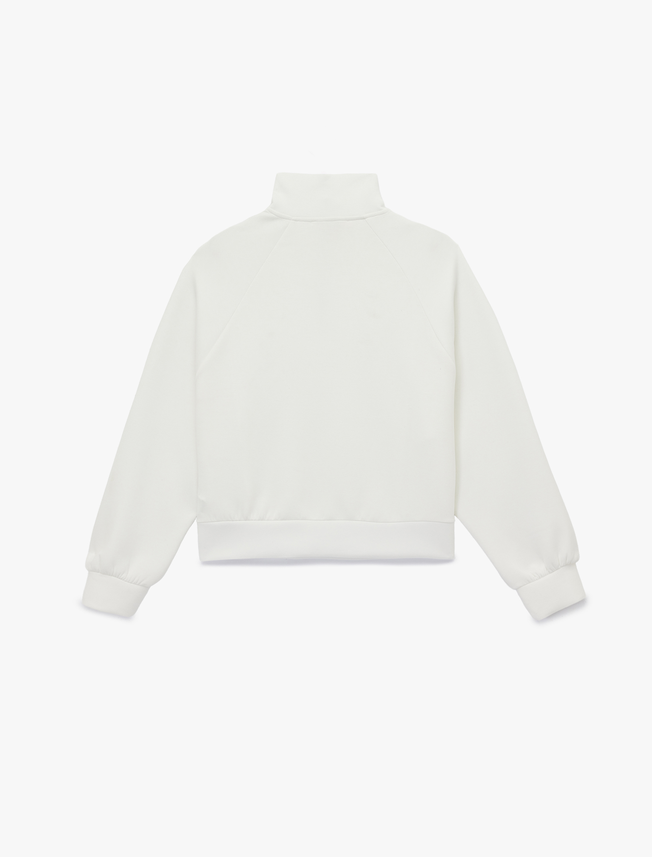   Rahat Kalıp Modal Kumaş Uzun Kollu Dik Yaka Yarım Fermuarlı Sweatshirt