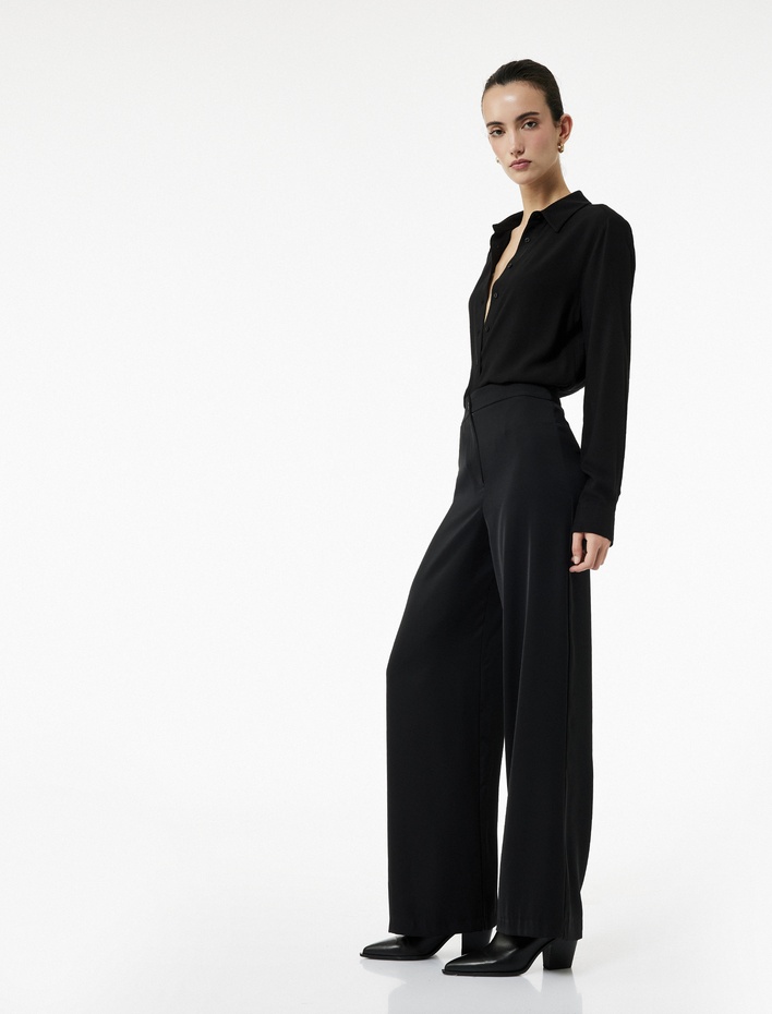  Yüksek Bel Geniş Paça Palazzo Pantolon