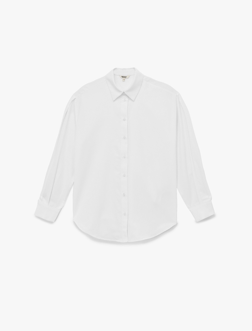   Regular Fit Pile Detaylı Uzun Kollu Poplin Gömlek