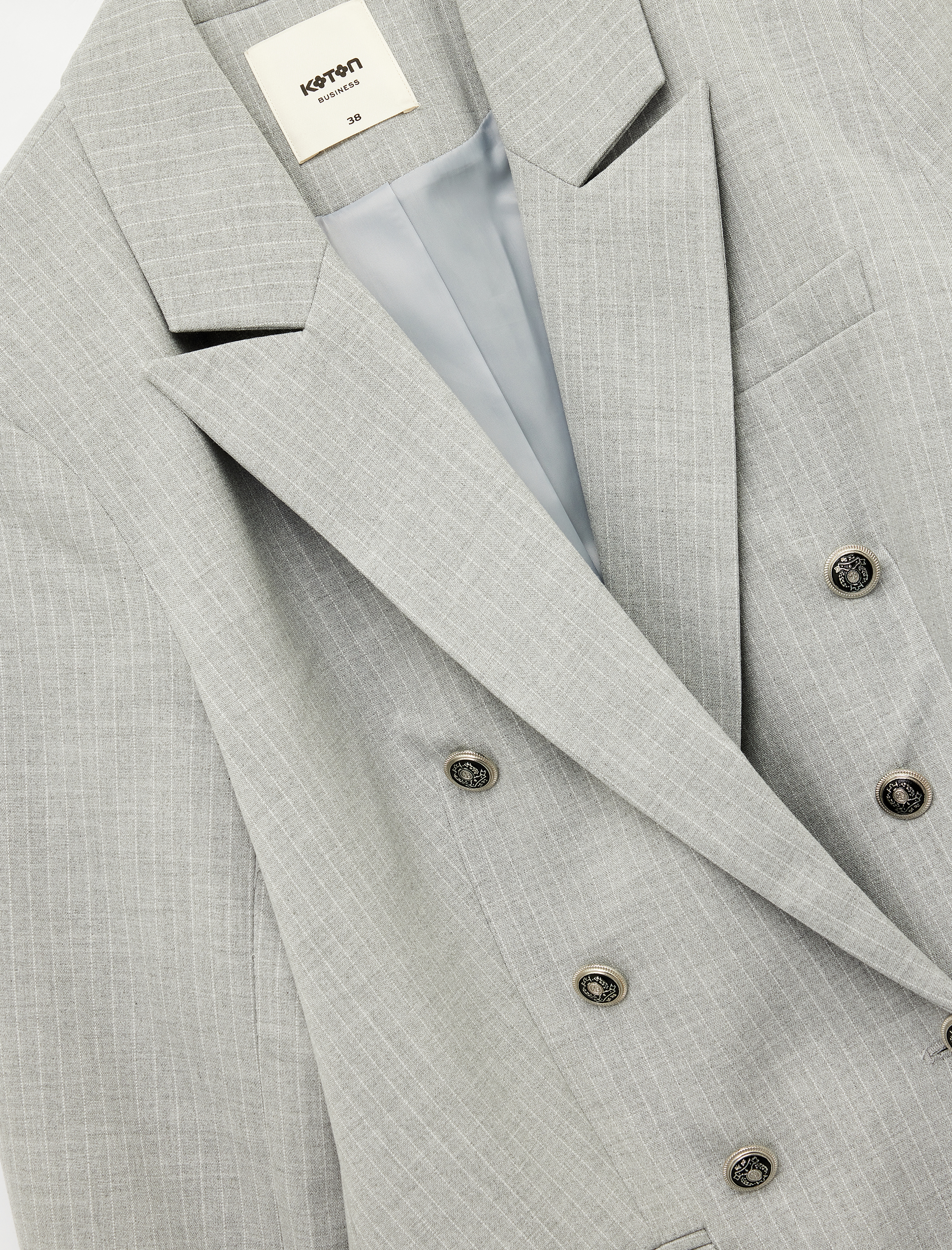   Slim Fit Düğmeli Cepli Uzun Kollu Kruvaze Blazer Ceket