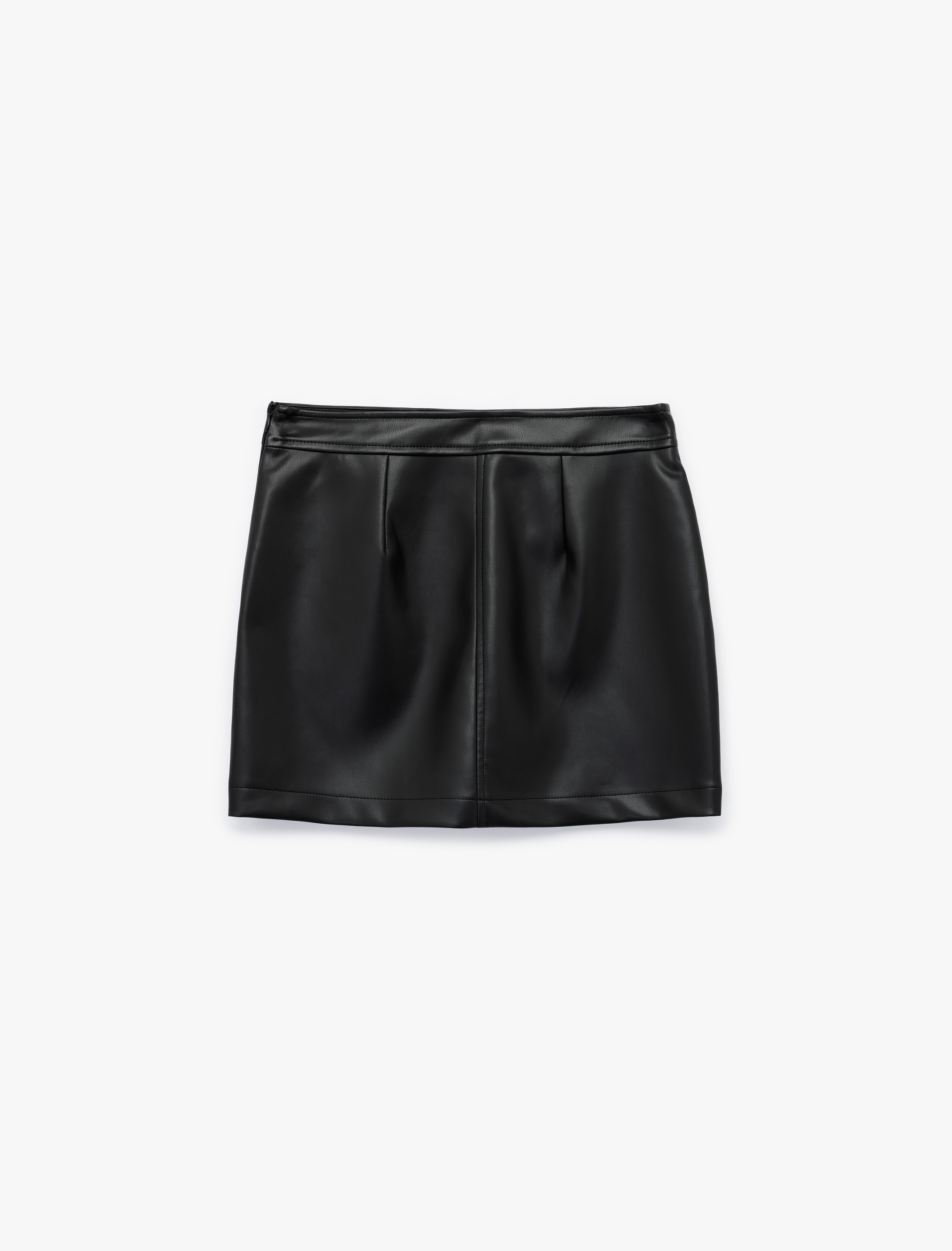   Standart Bel Suni Deri Mini Etek