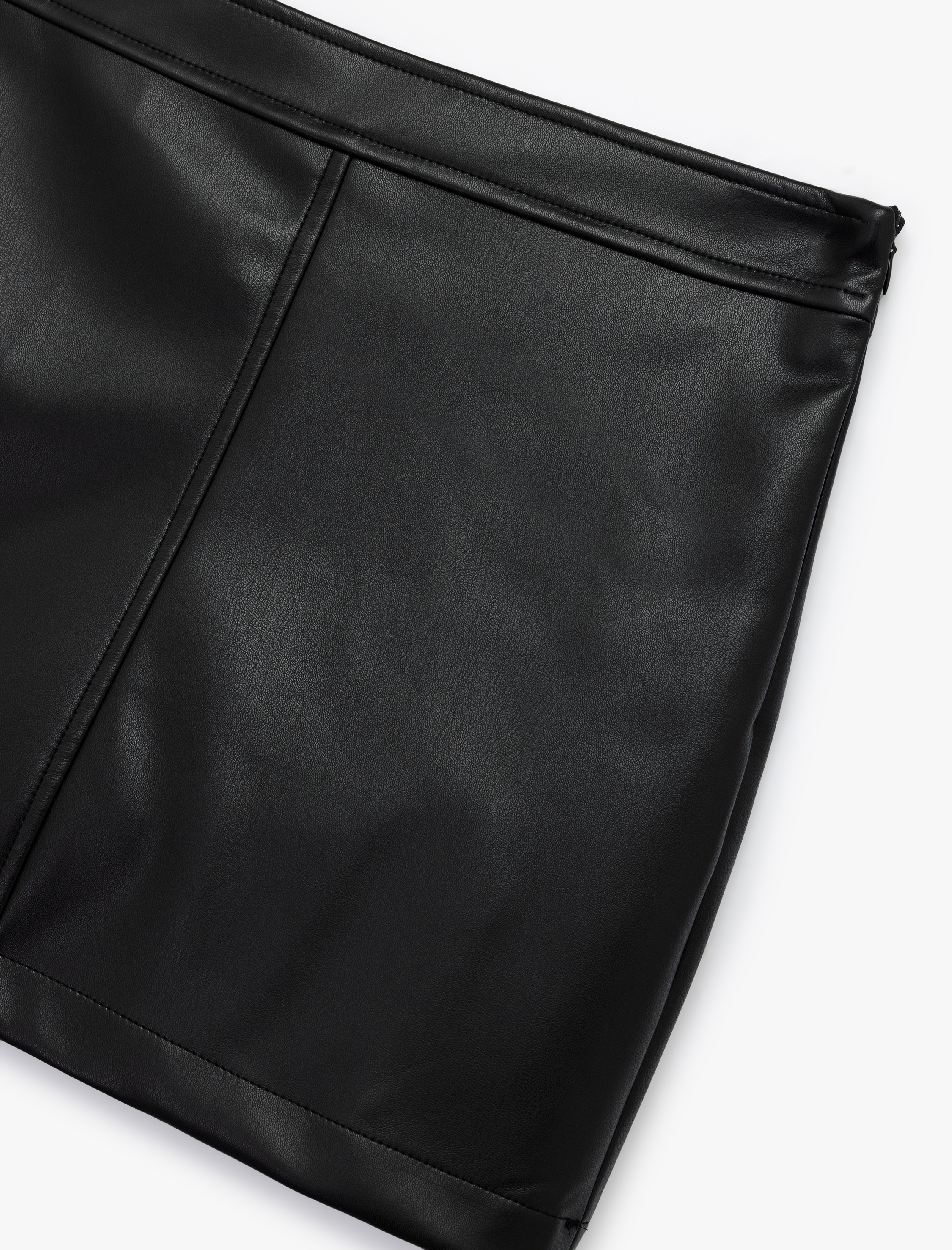   Standart Bel Suni Deri Mini Etek