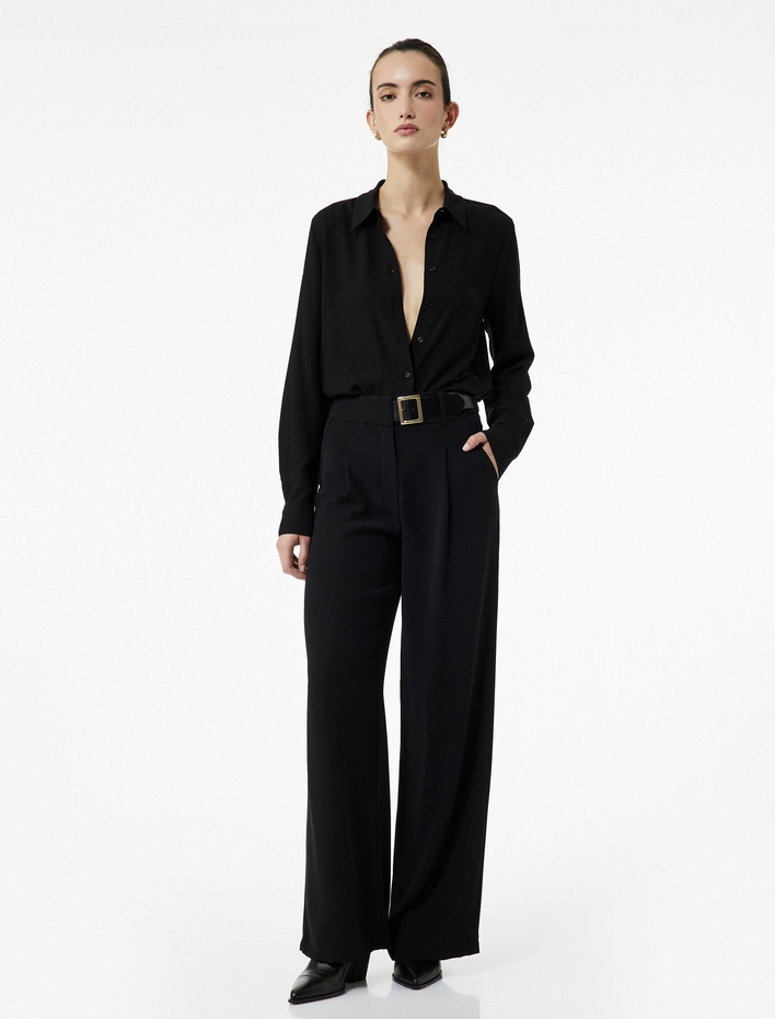  Regular Fit Uzun Kollu Klasik Yaka Viskon Gömlek