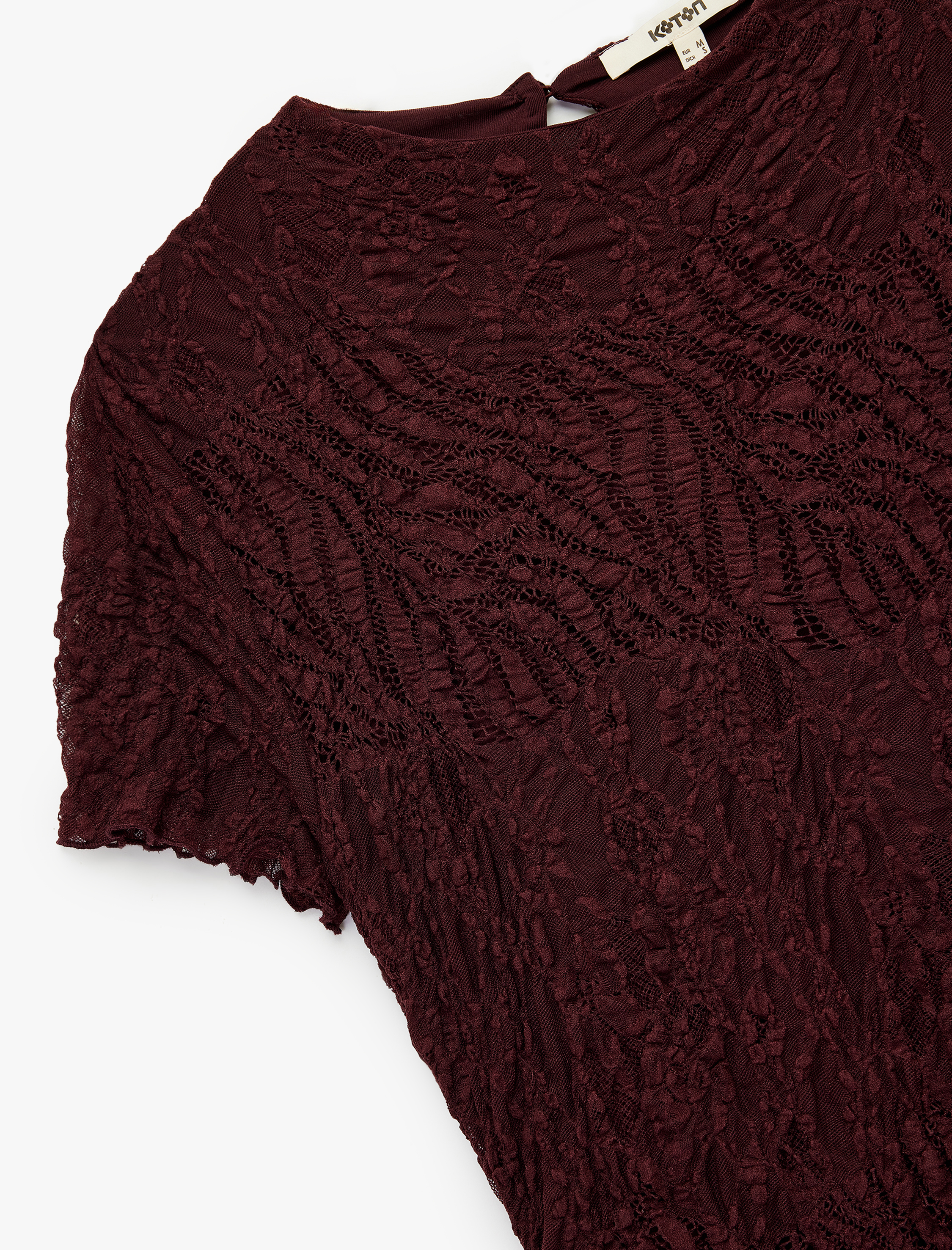   Asimetrik Etek Ucu Detaylı Slim Fit Midi Boy Drapeli Kısa Kollu Dantel Elbise