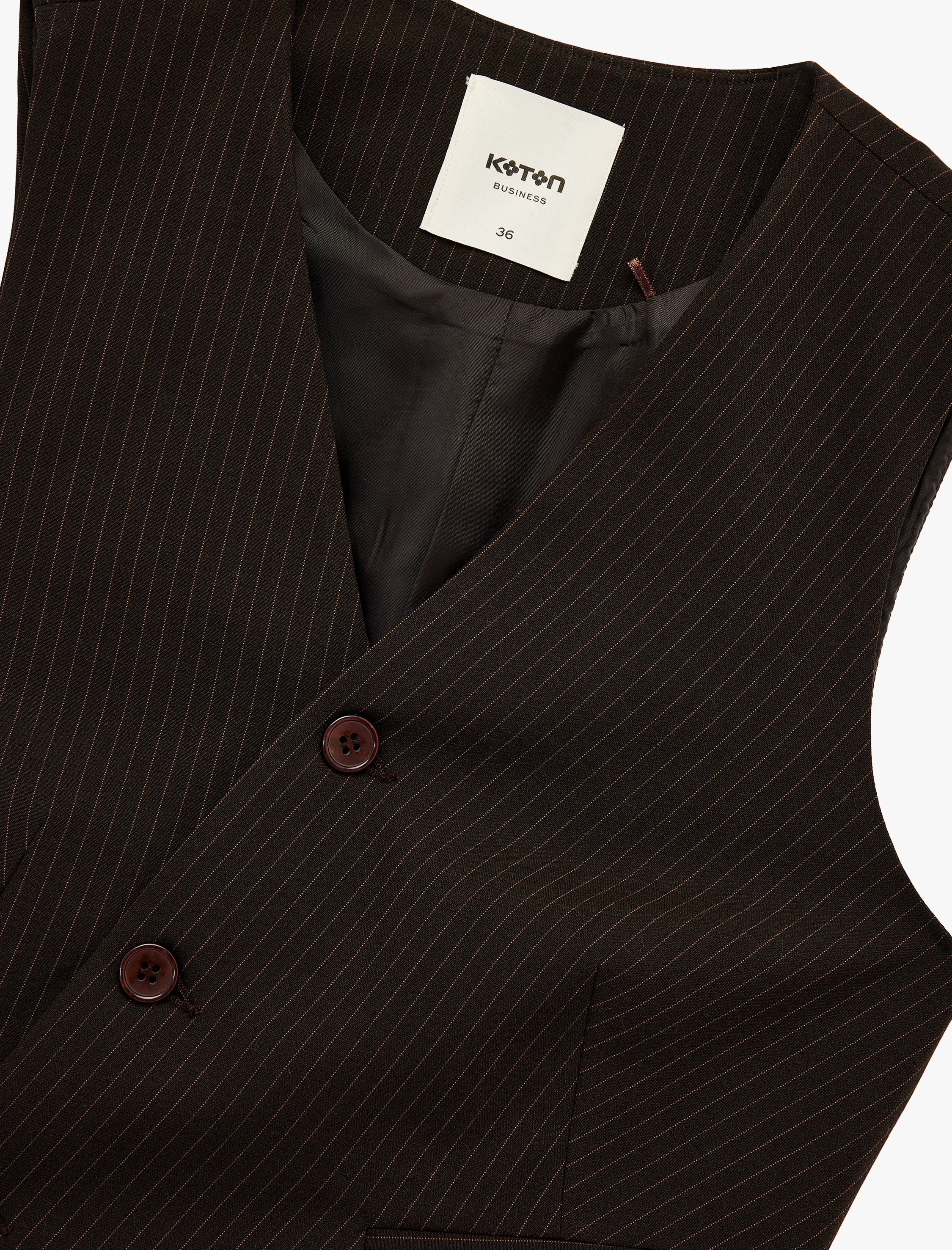   Kruvaze Düğmeli Asimetrik Kesim Blazer Yelek