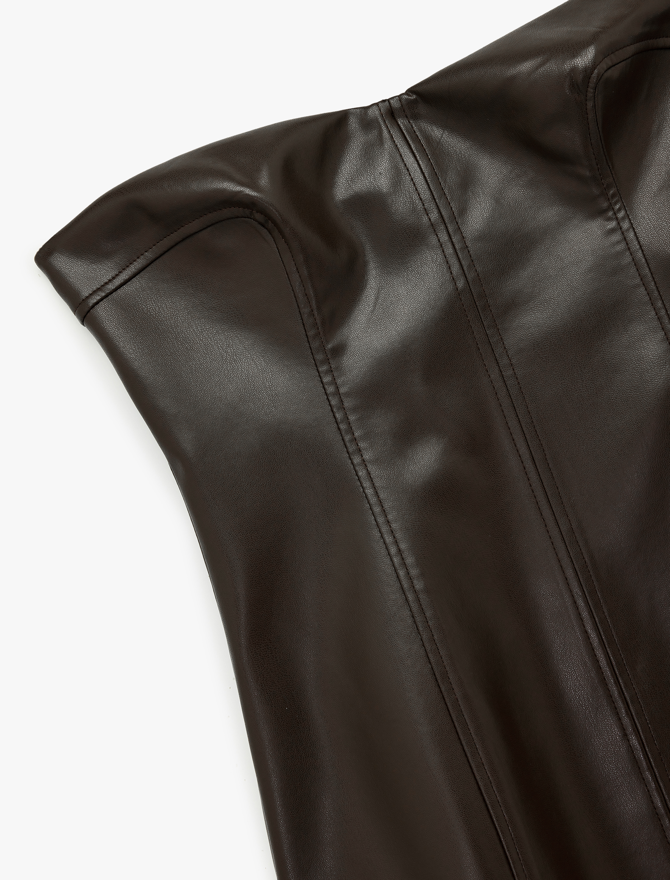   A Kesim Mini Suni Deri Straplez Elbise