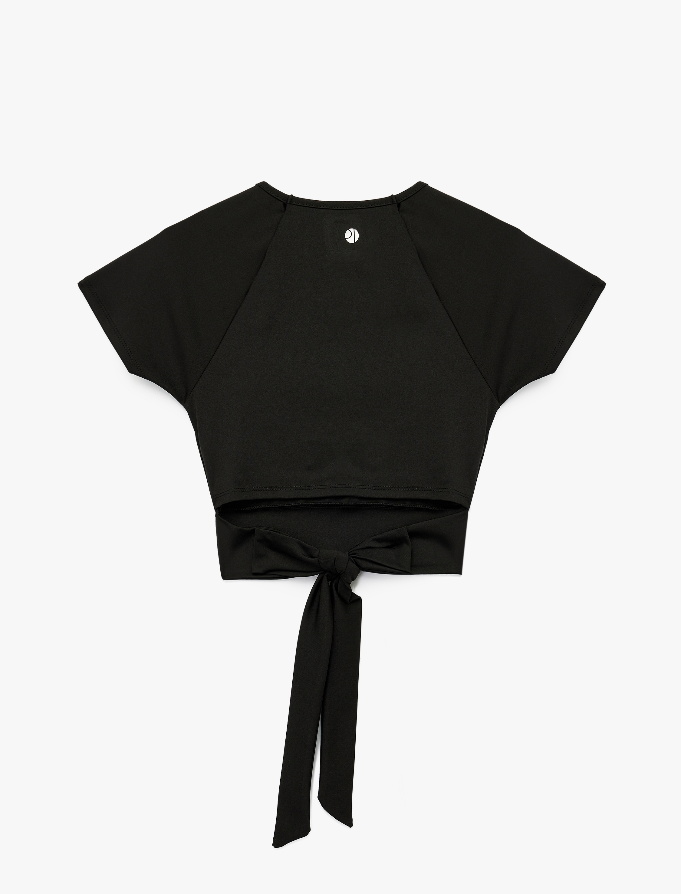   Slim Fit Kısa Kollu Bağlama Detaylı Crop Spor Tişört