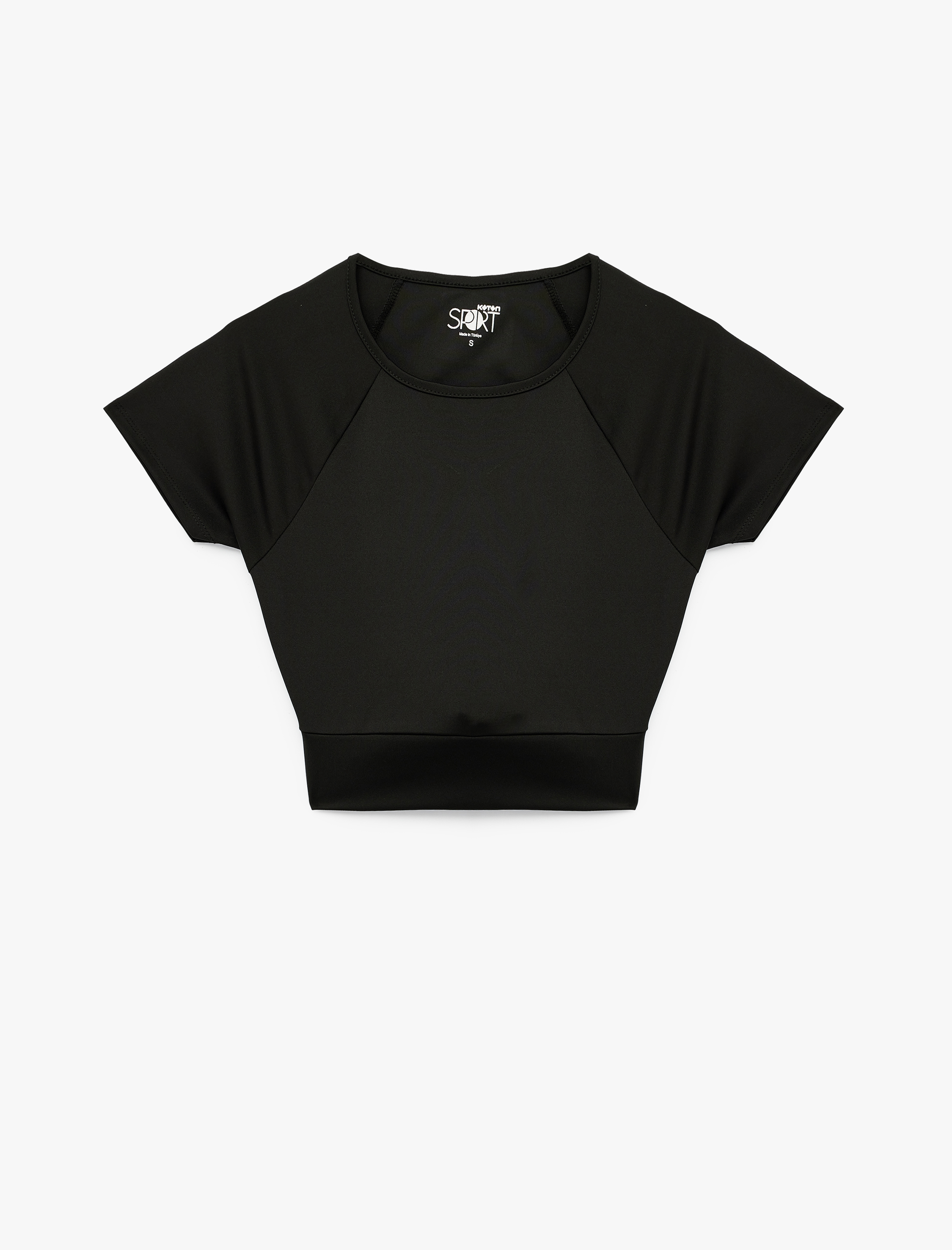   Slim Fit Kısa Kollu Bağlama Detaylı Crop Spor Tişört