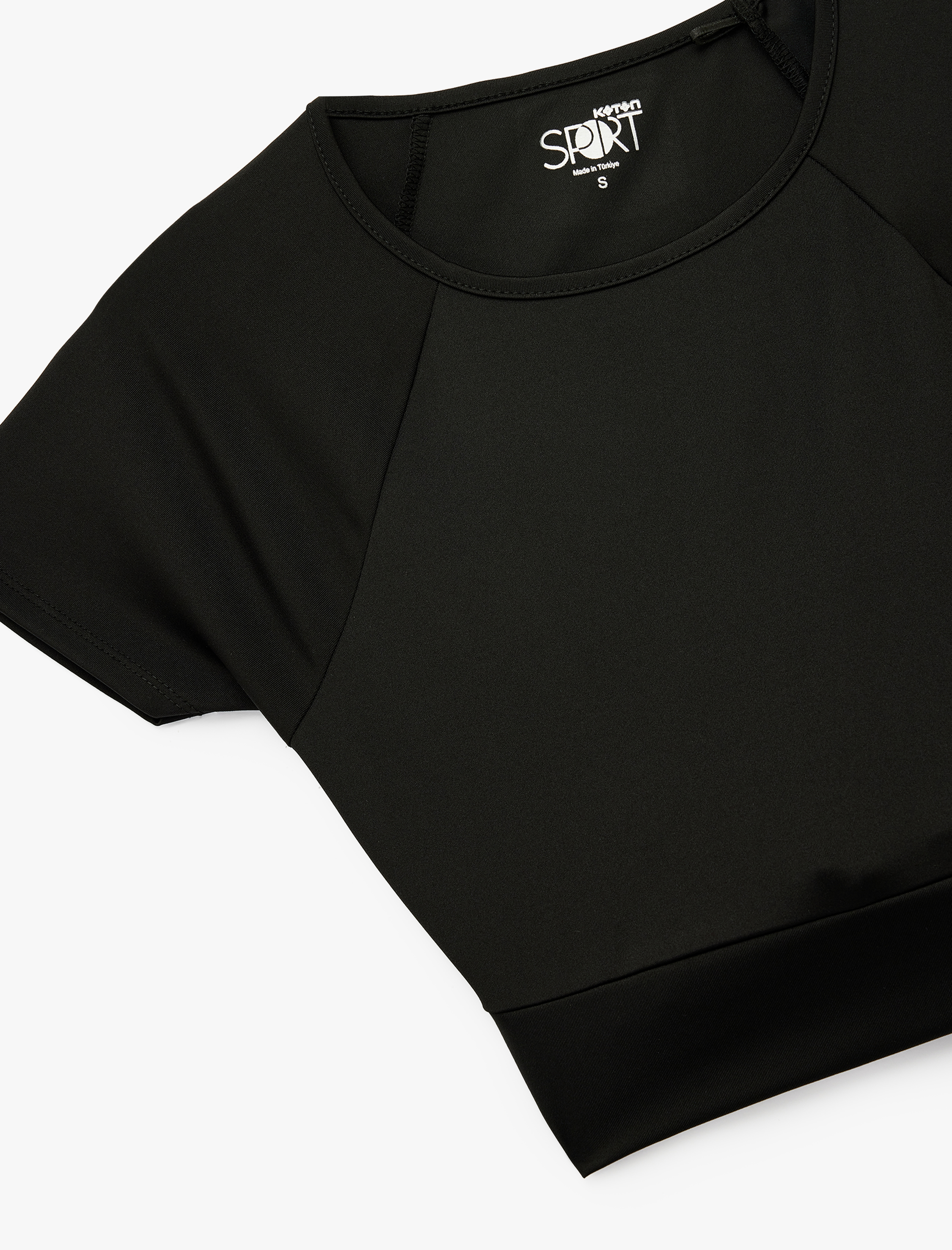   Slim Fit Kısa Kollu Bağlama Detaylı Crop Spor Tişört