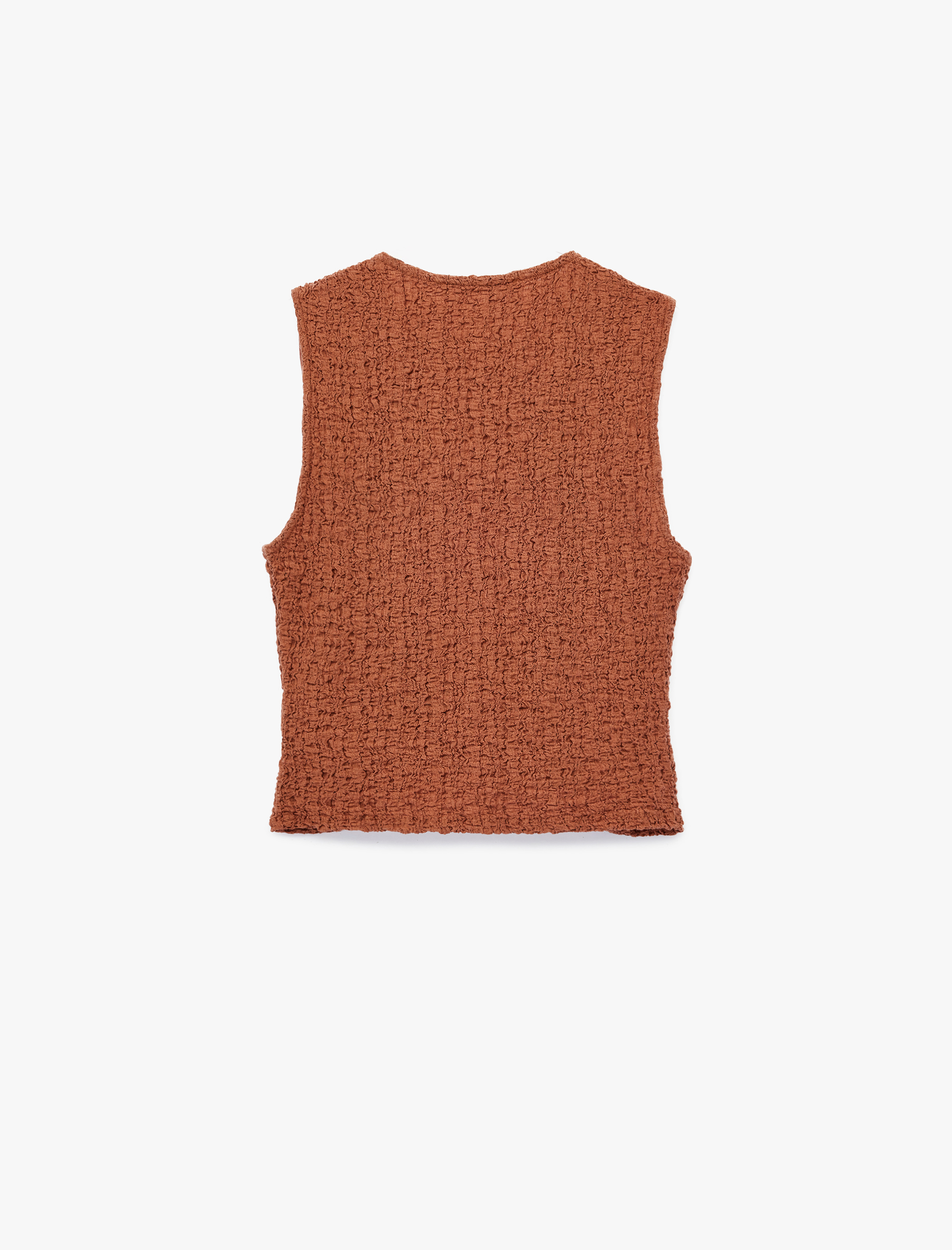   Bürümcük Kumaş Slim Fit V Yaka Düğmeli Yelek