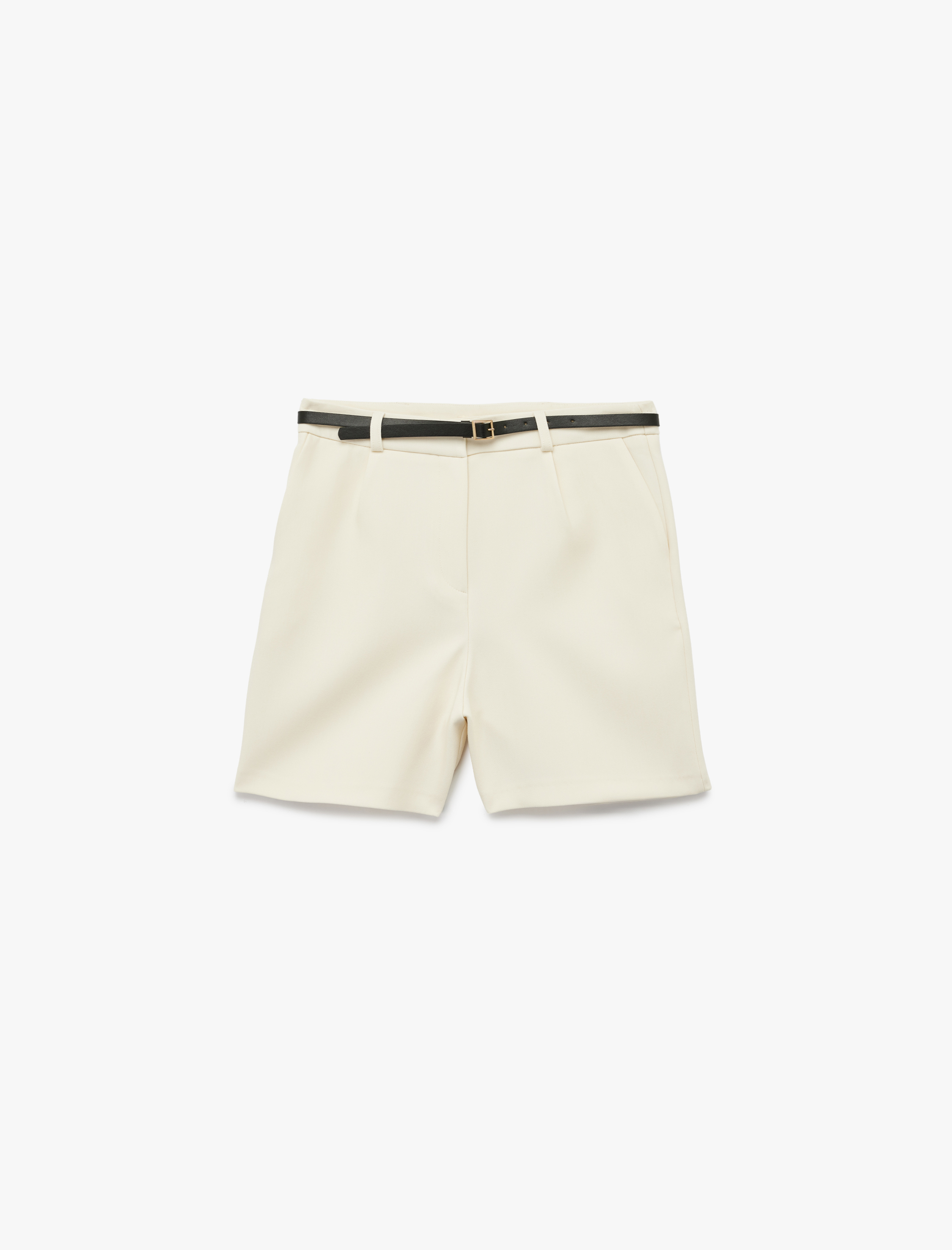   Cepli Yüksek Bel Kemer Detaylı Mini Şort