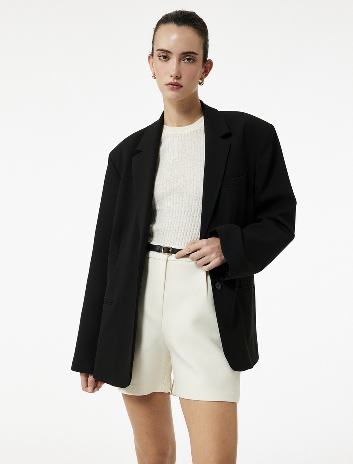  Cepli Yüksek Bel Kemer Detaylı Mini Şort